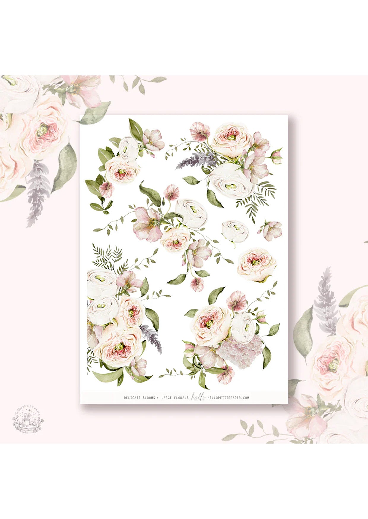 Journal sticker van het merk HelloPetitPaper - Delicate Blooms Large Floral Deco Sticker