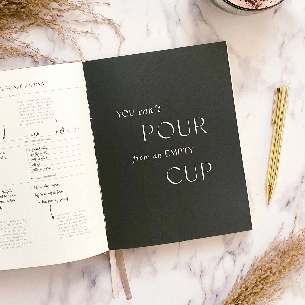 Daily Self-Care (Almond) Reflection and Gratitude Journal (Blush&Gold)