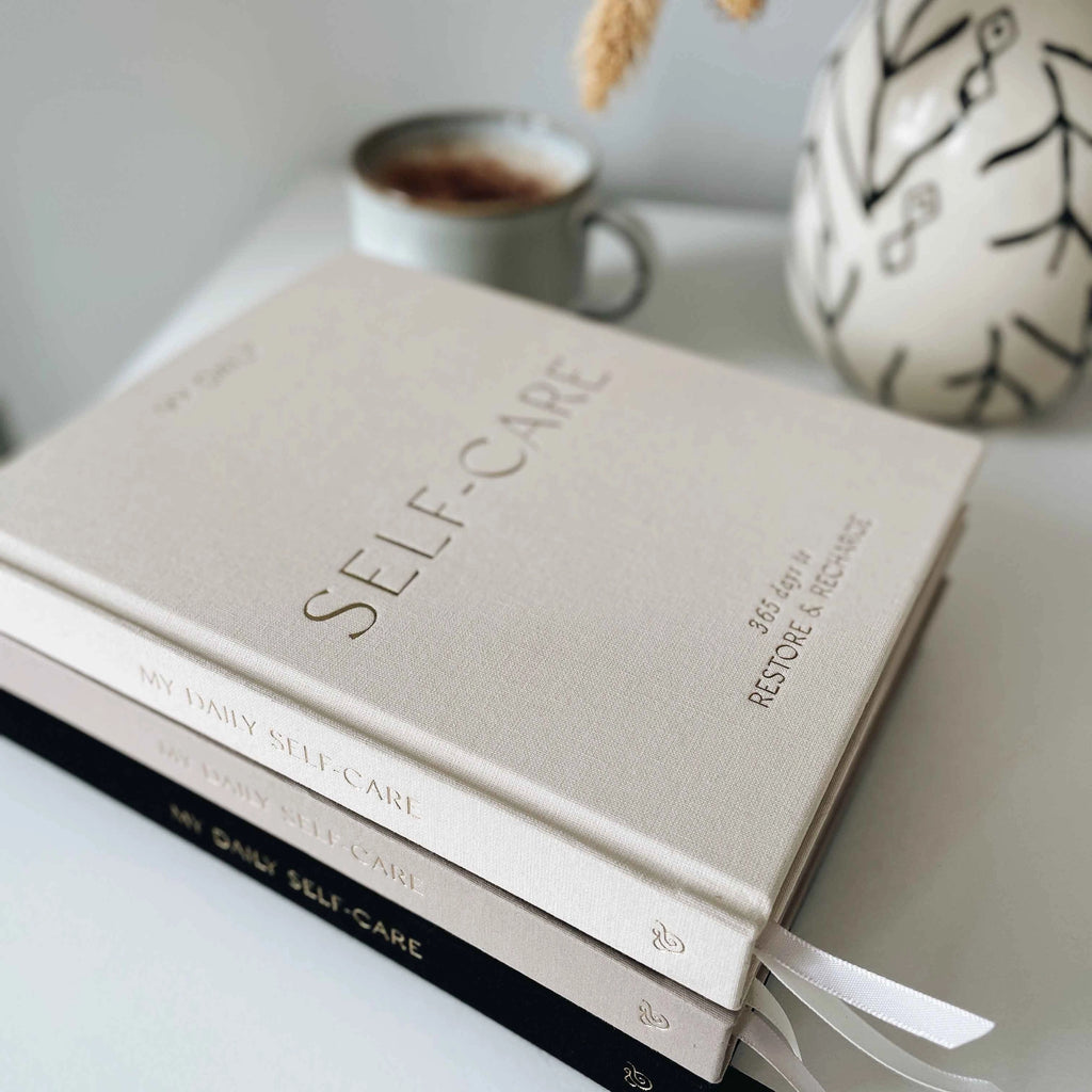 Daily Self-Care (Almond) Reflection and Gratitude Journal (Blush&Gold)