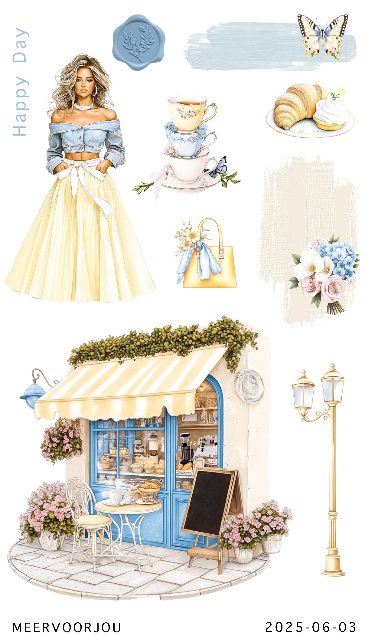 Journal stickerset - Seaside spring