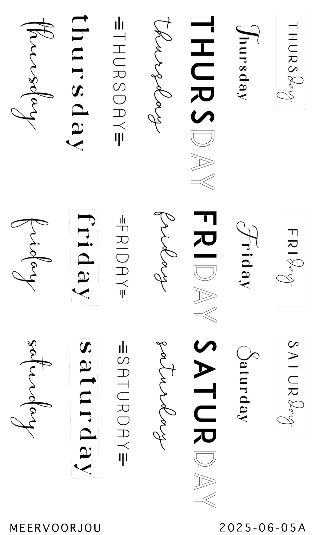 Journal stickerset - Weekly Days