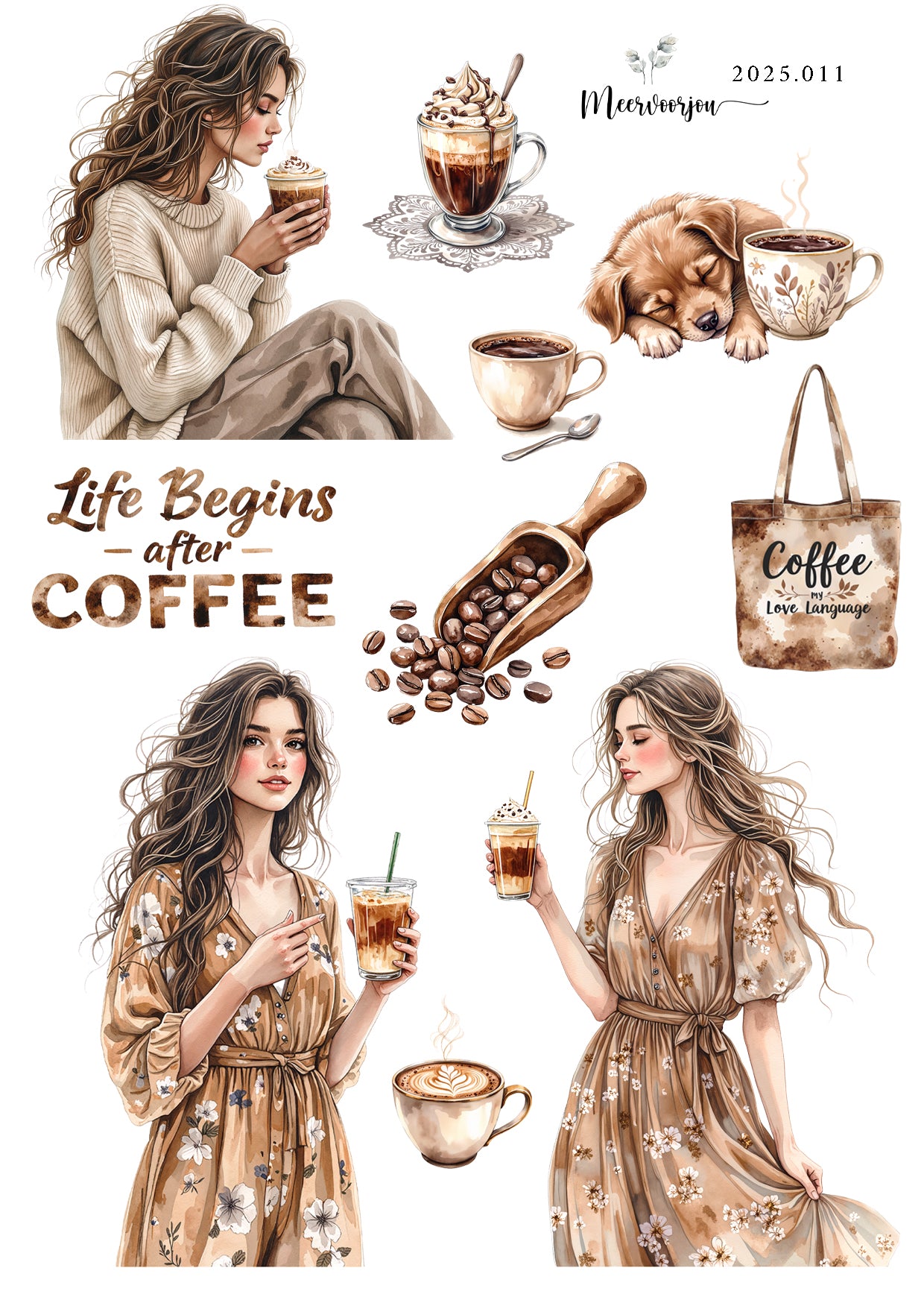 Journal sticker - Life begins after Coffee