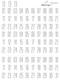 Journal sticker - cijfers transparant