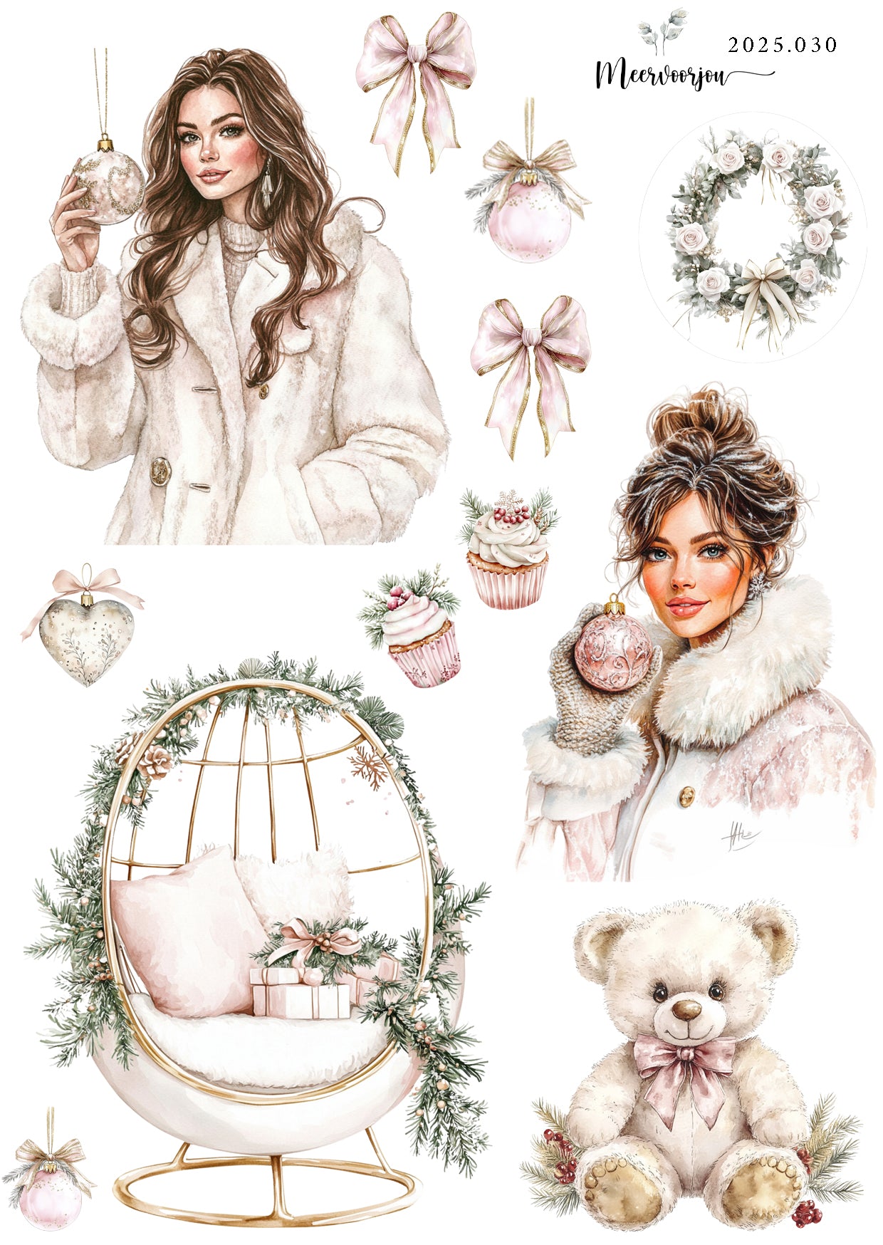 Journal sticker - Pink Christmas 01