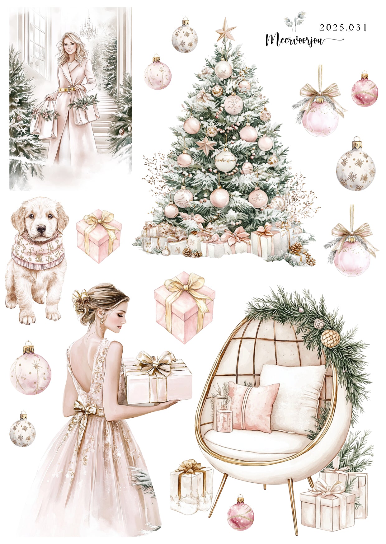 Journal sticker - Pink Christmas 02