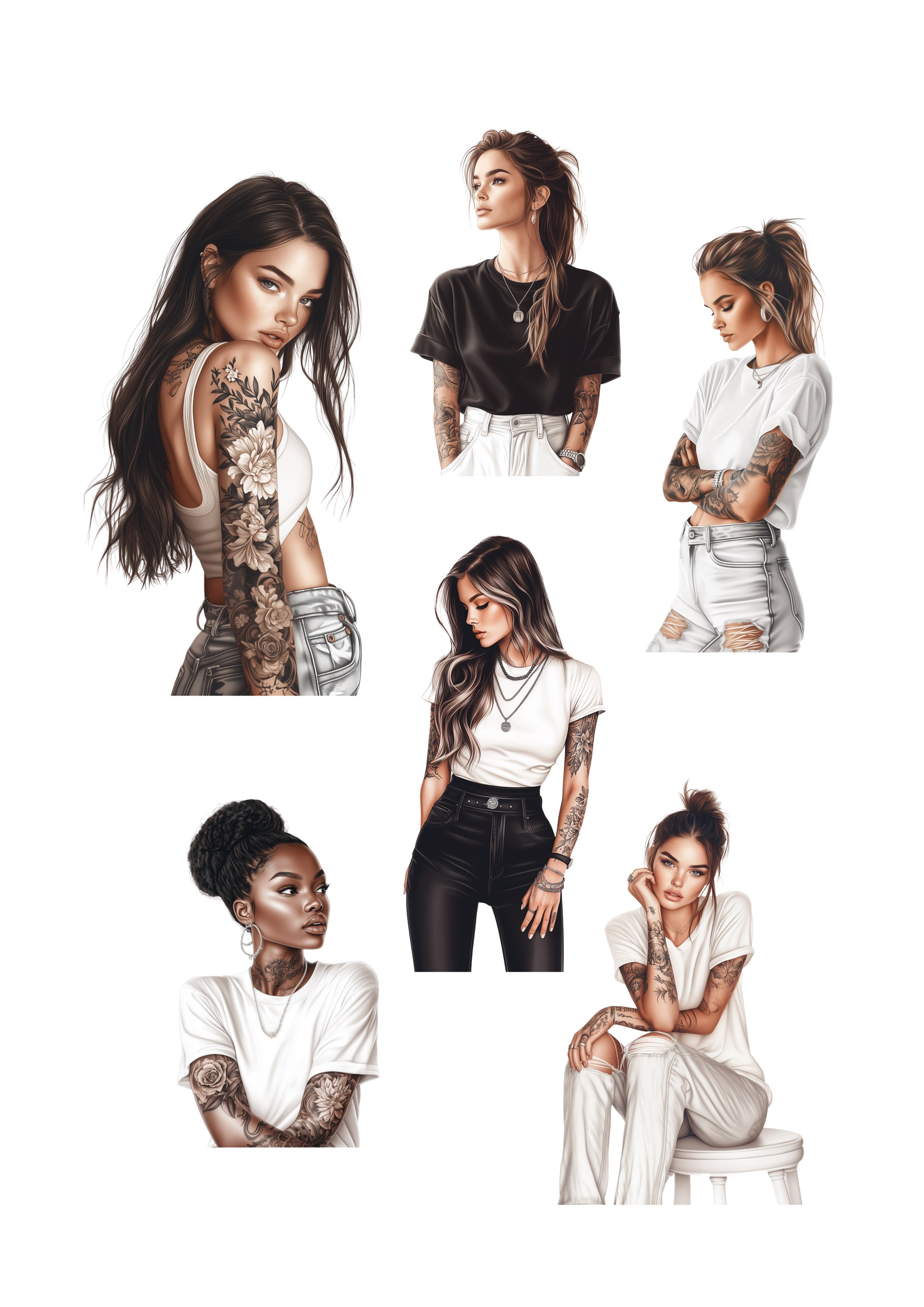 Journal sticker - Tattoo girls