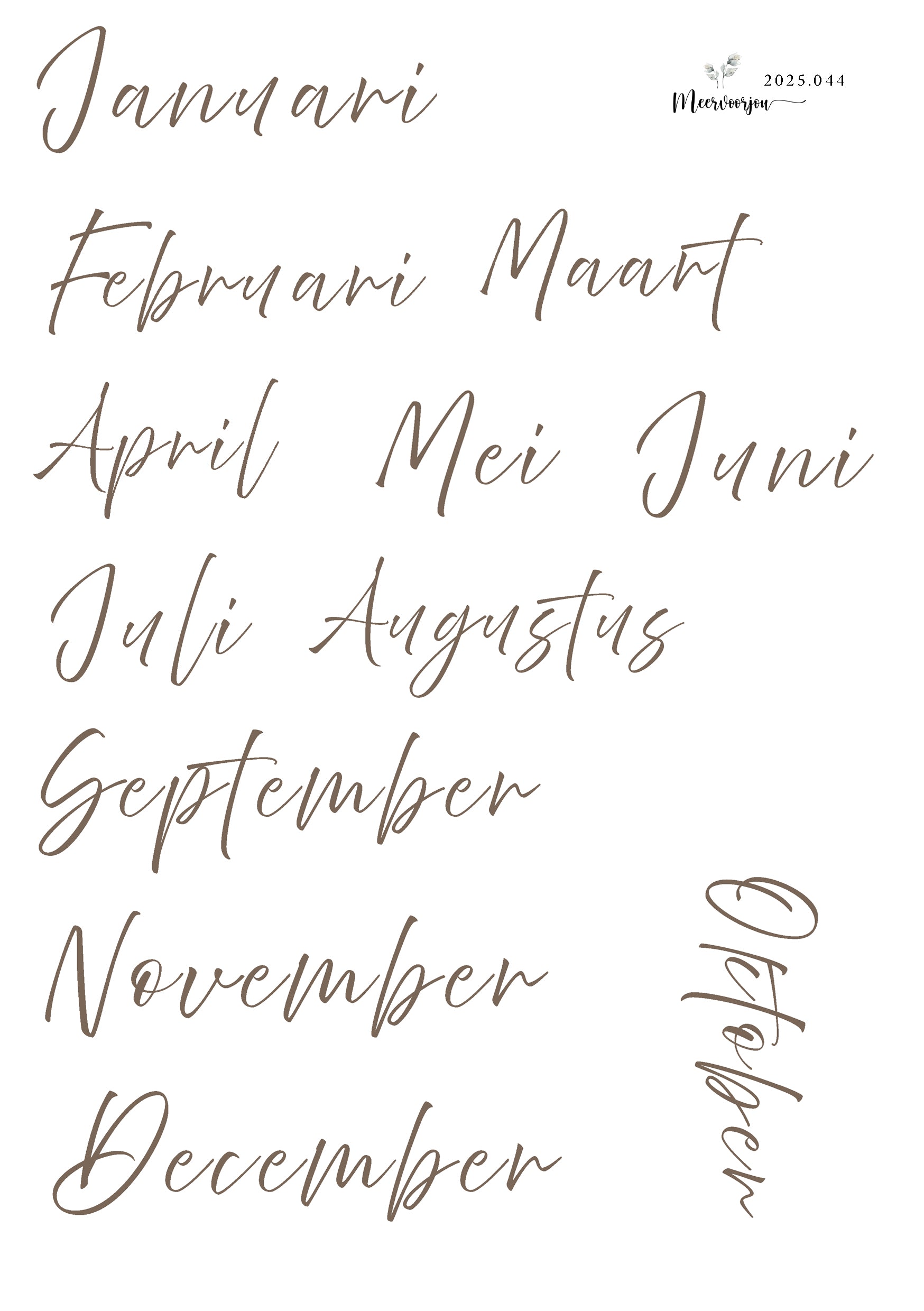 Journal sticker - Maanden bruin