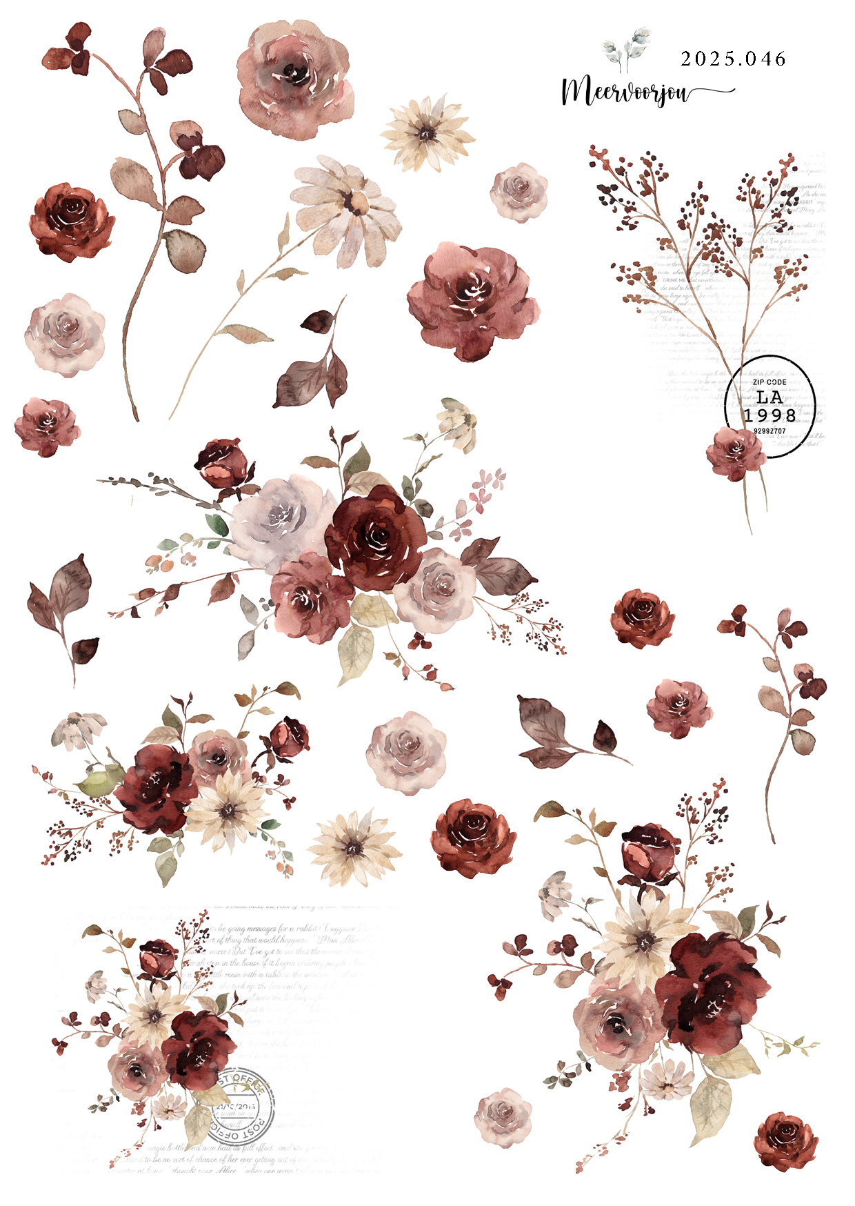 Journal sticker - Red flowers 01