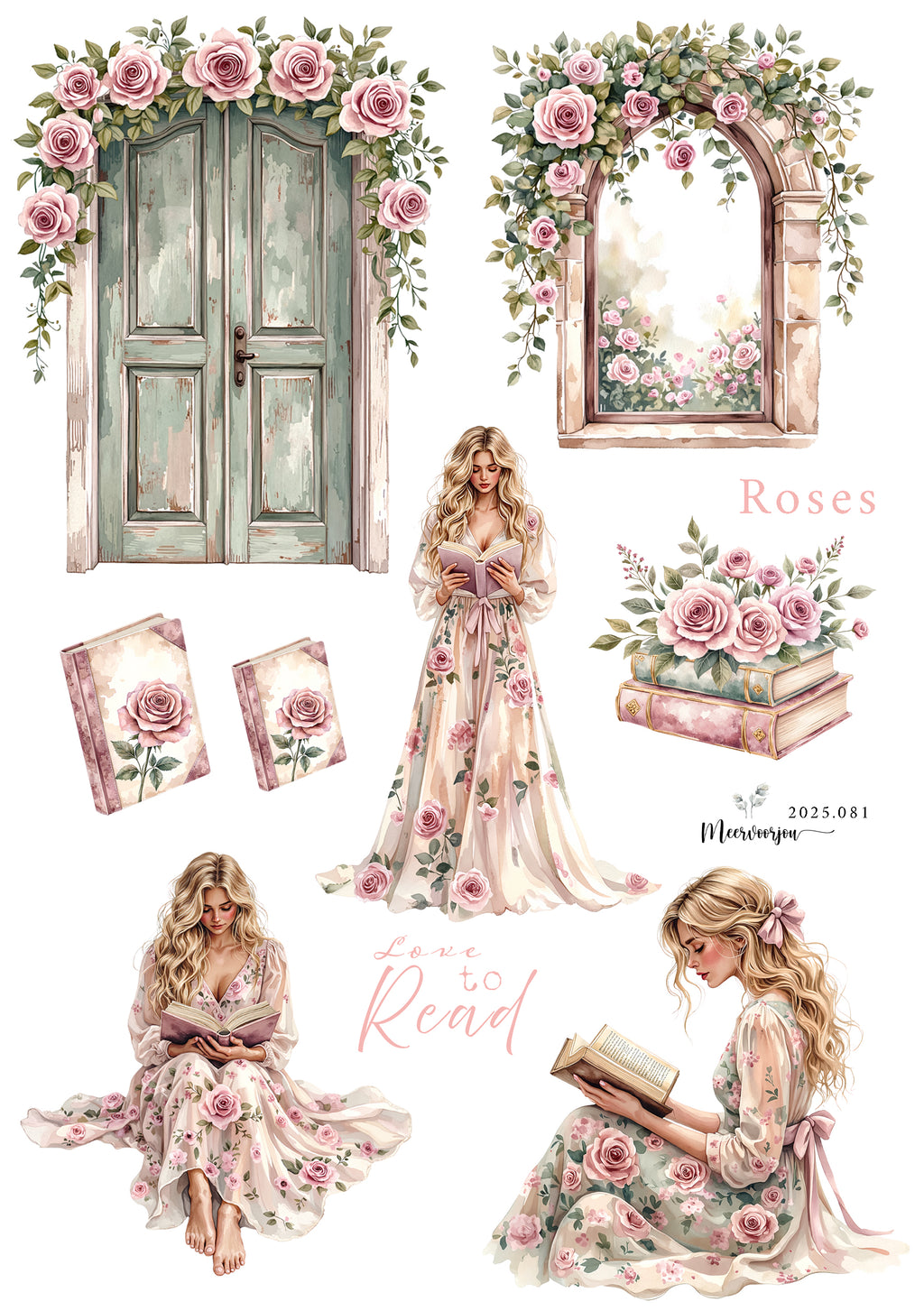 Journal sticker - roses set