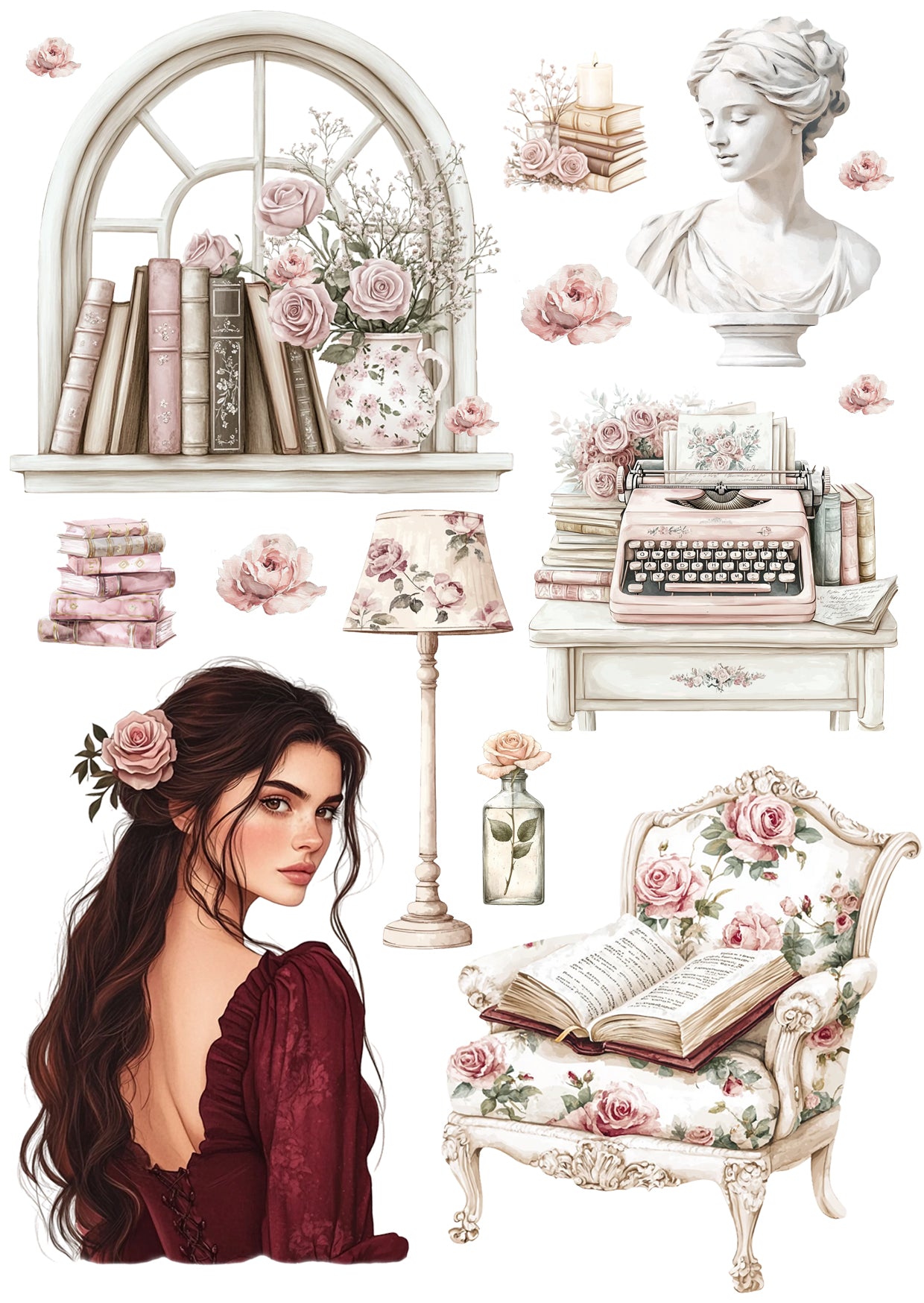 Journal sticker - romantic roses 01