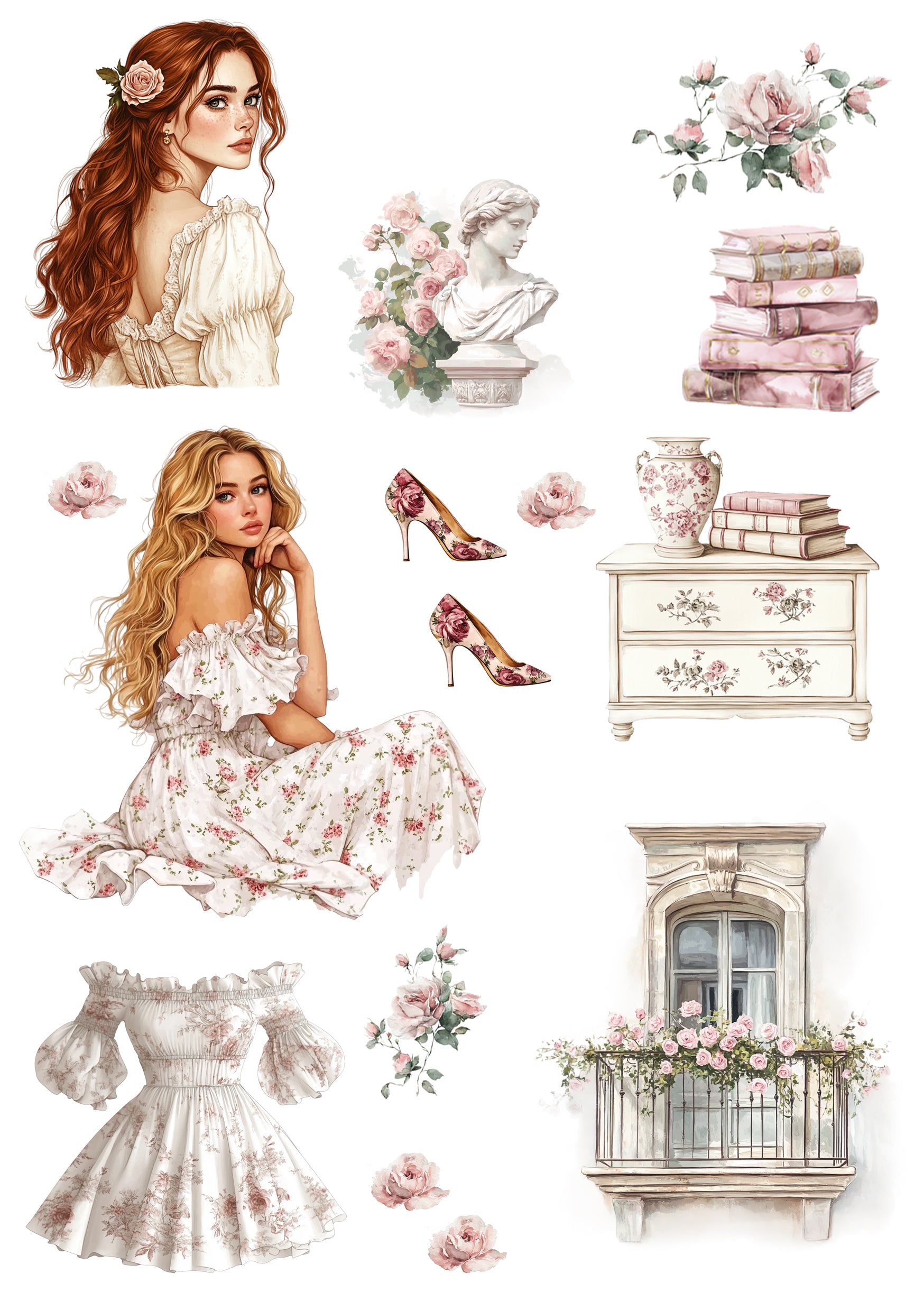 Journal sticker - romantic roses 02