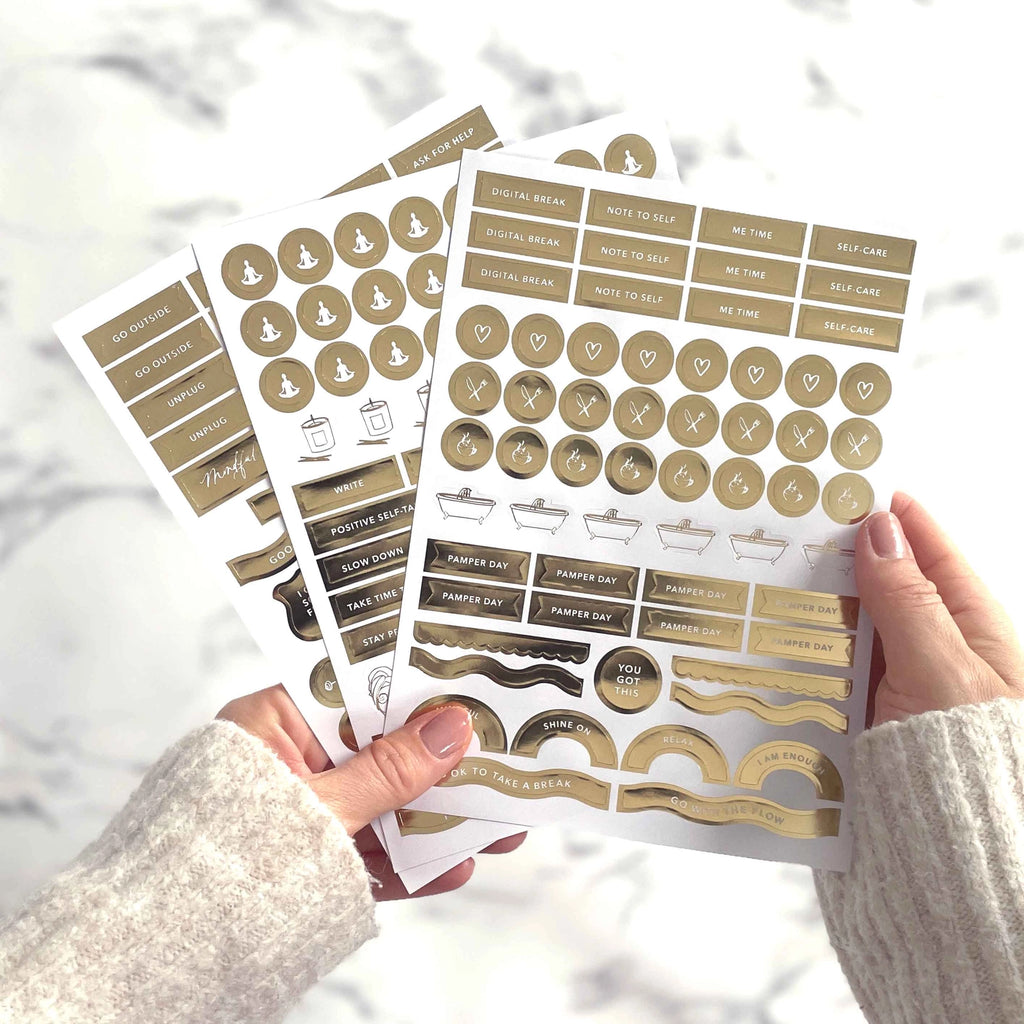 Daily Self-Care (Almond) Reflection and Gratitude Journal (Blush&Gold)