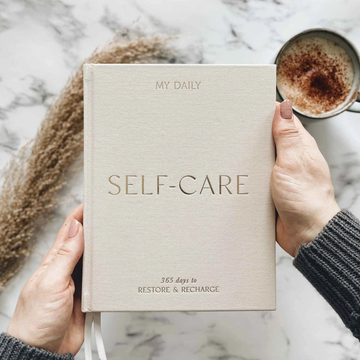 Daily Self-Care (Almond) Reflection and Gratitude Journal (Blush&Gold)