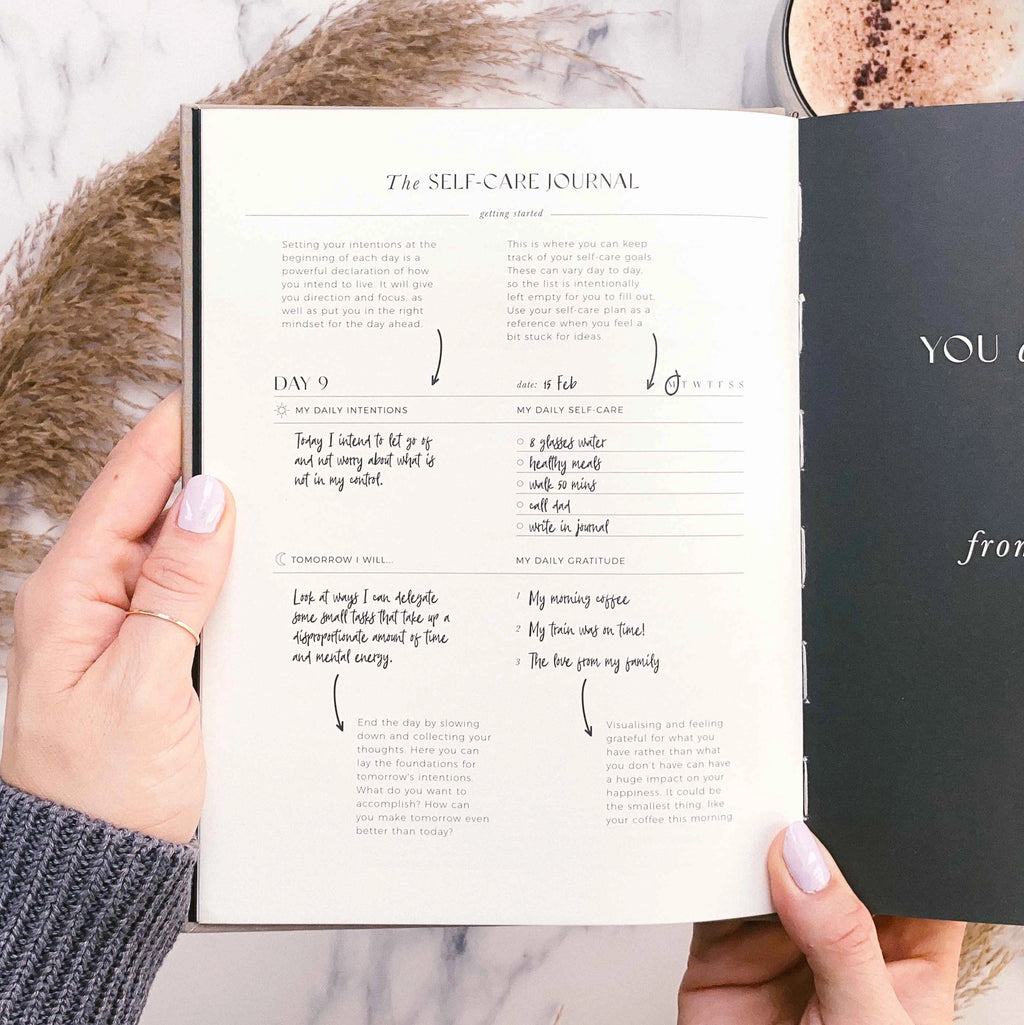 Daily Self-Care (Almond) Reflection and Gratitude Journal (Blush&Gold)