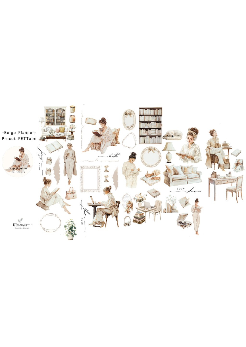 Pre-cut PETTape - Beige Planner