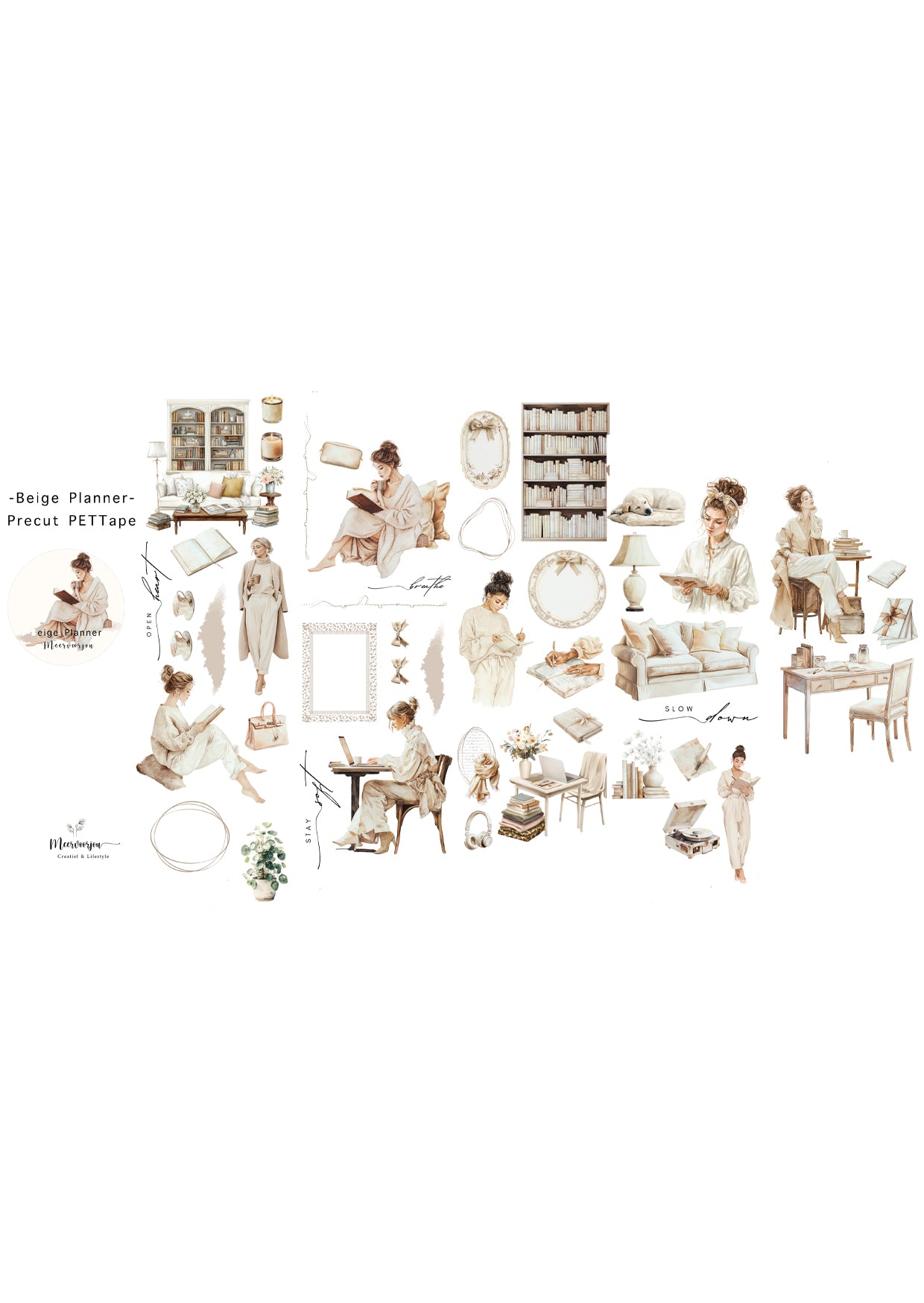 Pre-cut PETTape - Beige Planner