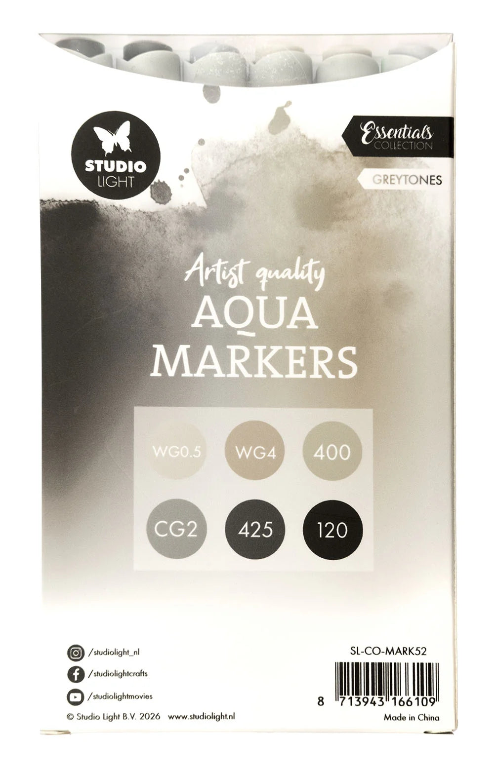 Studio LIght - Aqua Markers Greytones Essentials nr. 52
