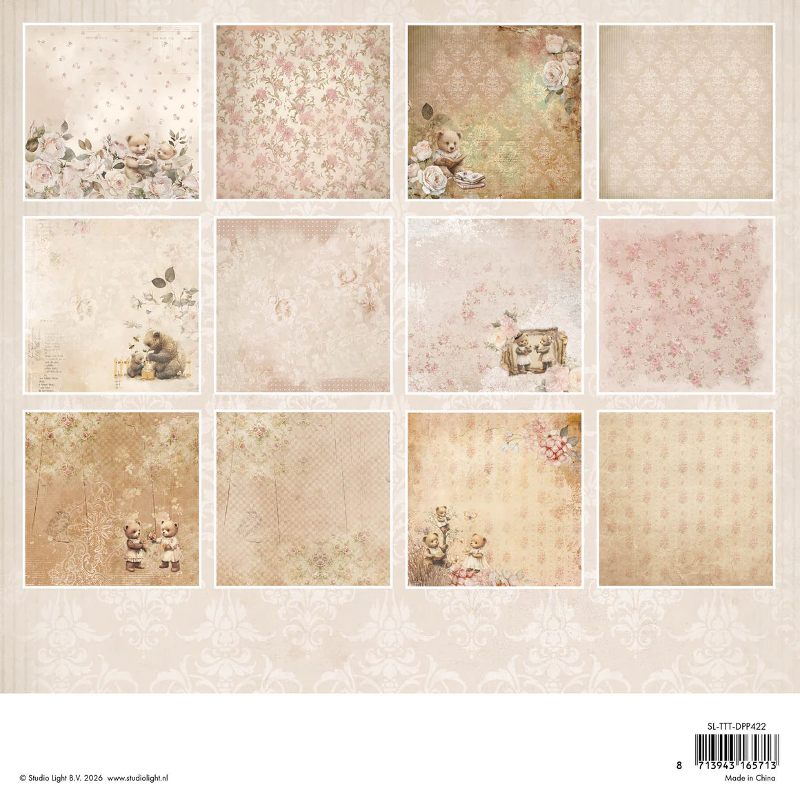 Studio Light - Teddy's Tea Time - Design Paper Pad - 12 patterns