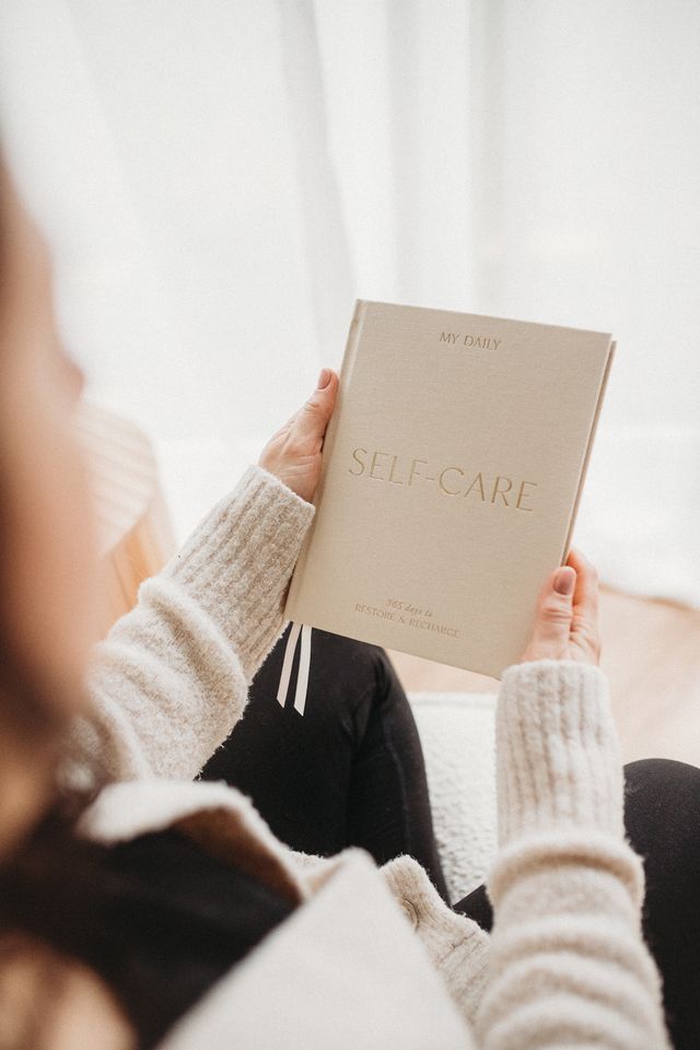 Daily Self-Care (Almond) Reflection and Gratitude Journal (Blush&Gold)