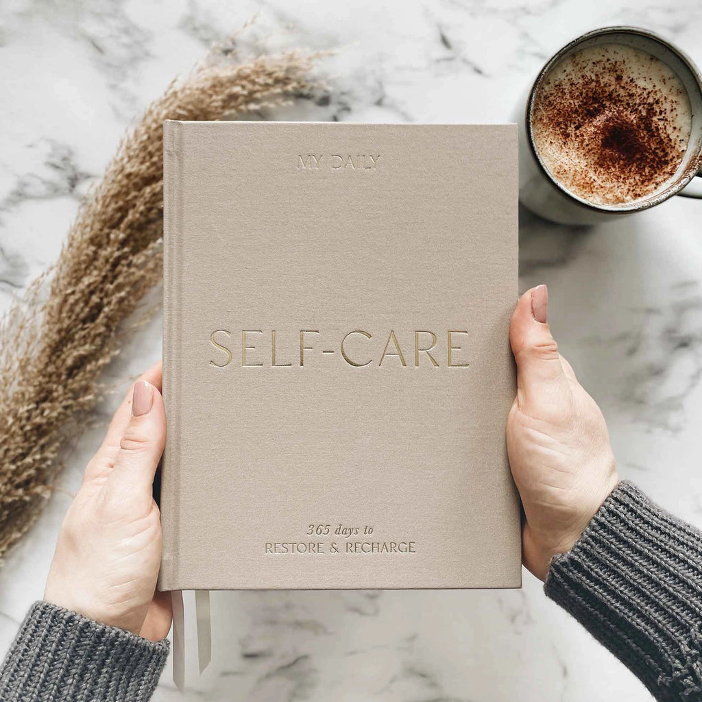 Daily Self-Care (Pebble) Reflection and Gratitude Journal (Blush&Gold)