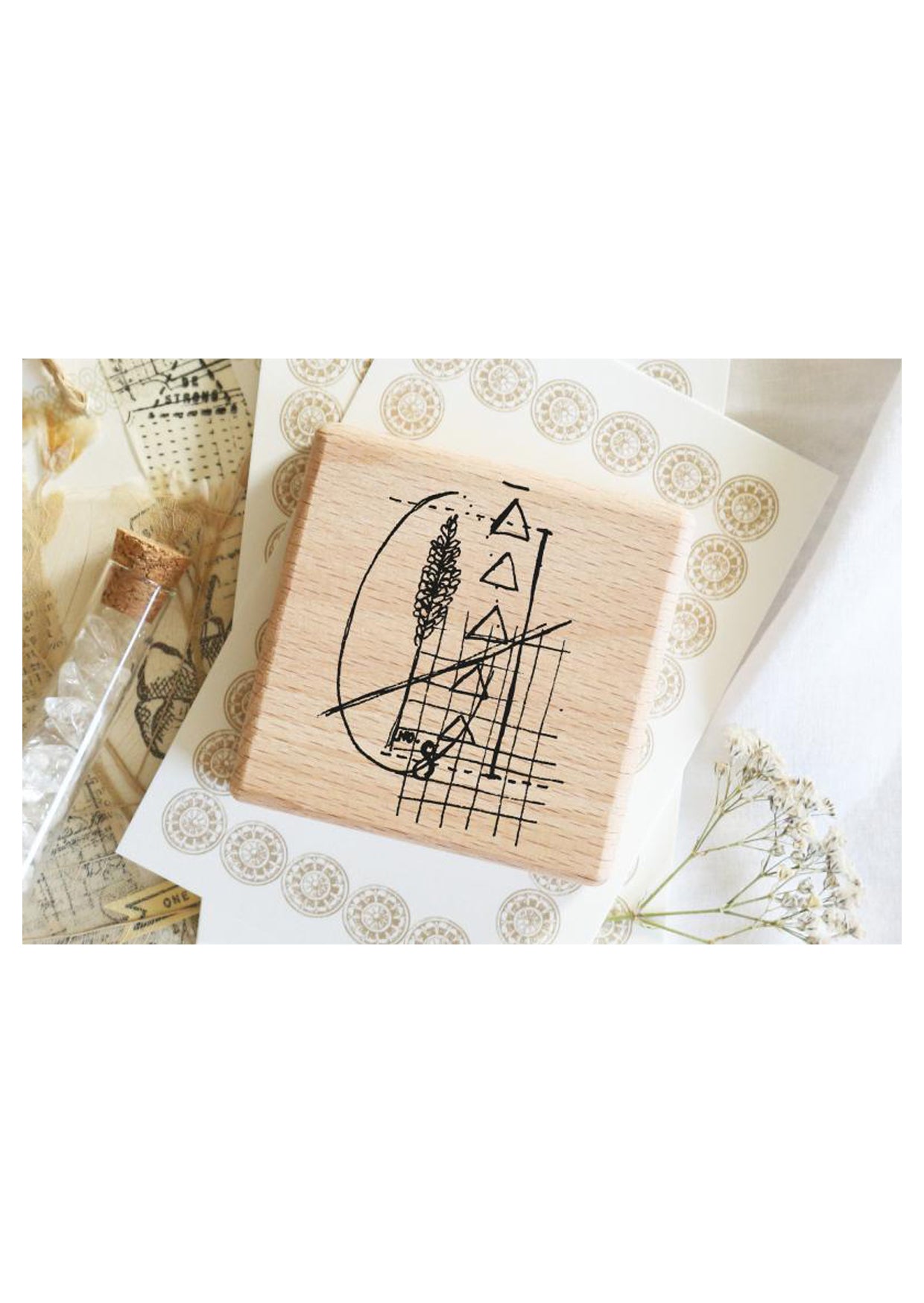 Houten stempel - Abstract floral no. 7