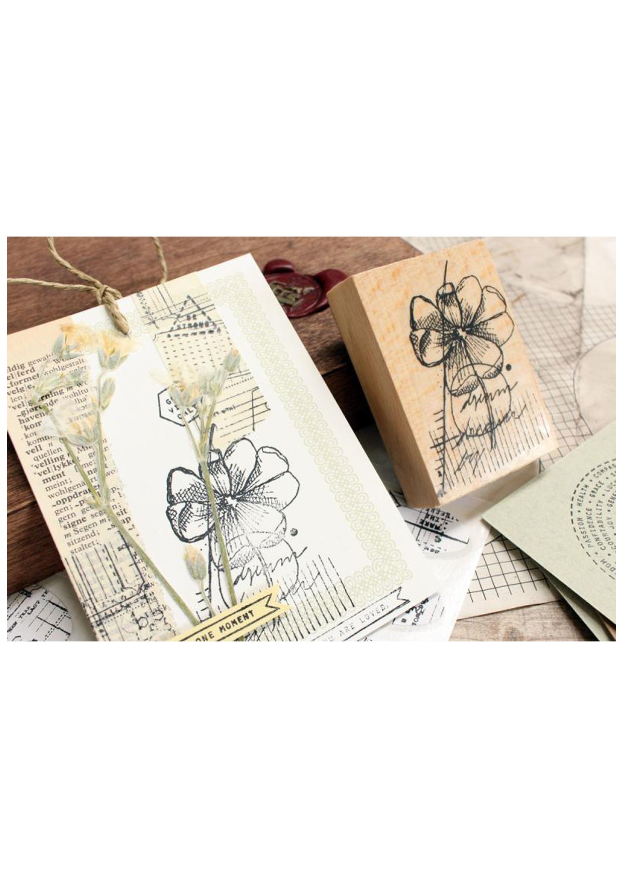 Houten stempel Abstract floral no. 14