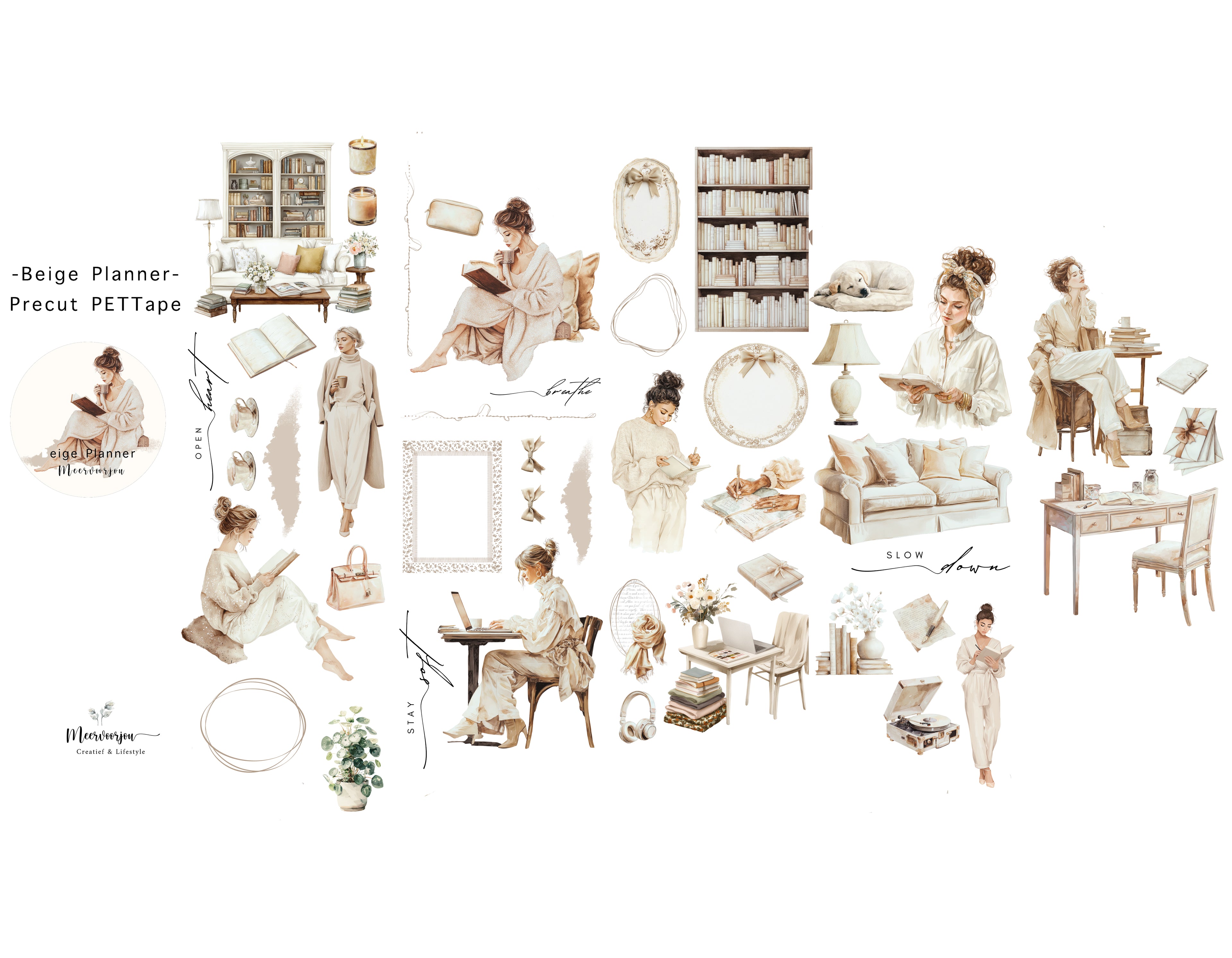 Pre-cut PETTape - Beige Planner