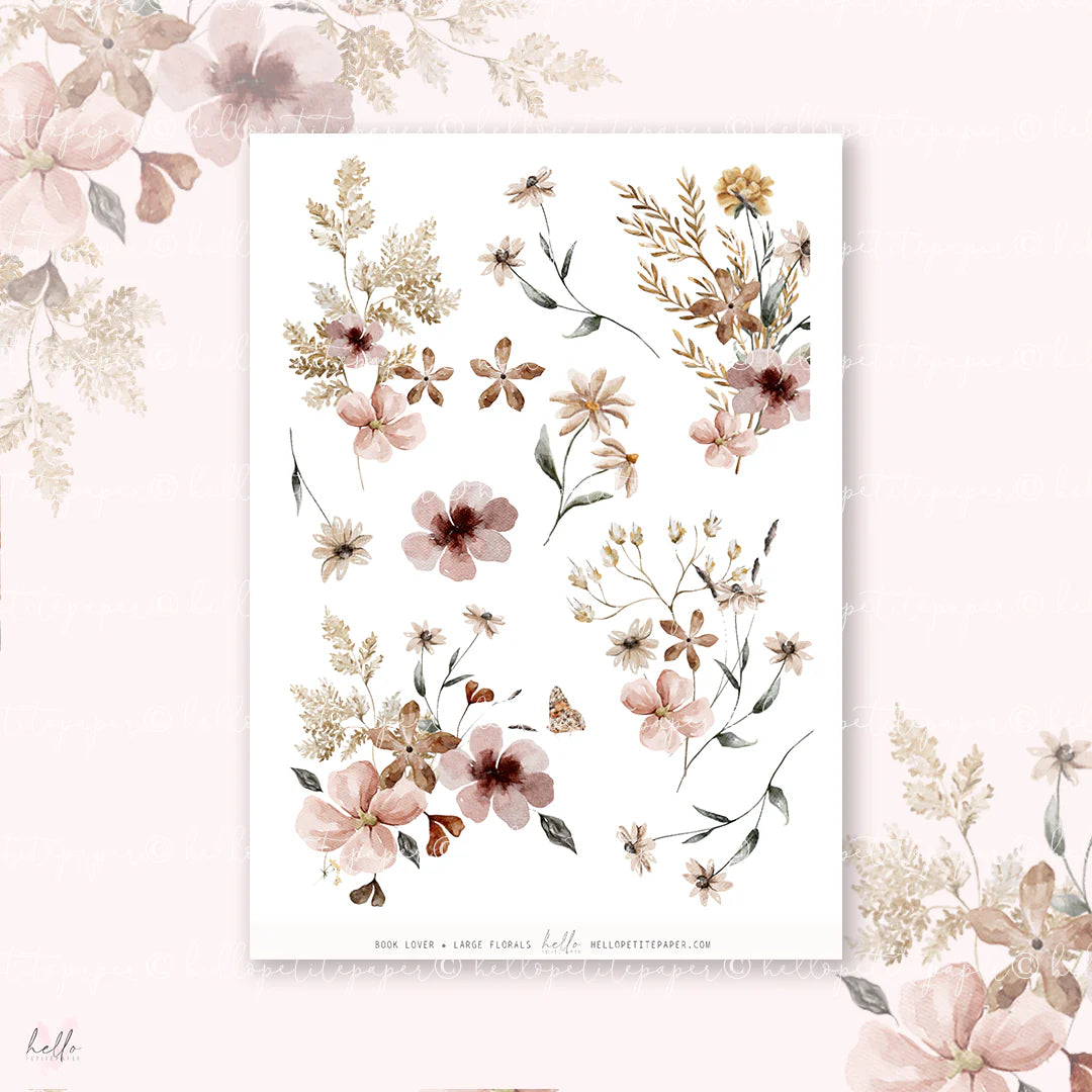 Journal sticker van het merk HelloPetitPAper - Book Lover - Large Floral Deco