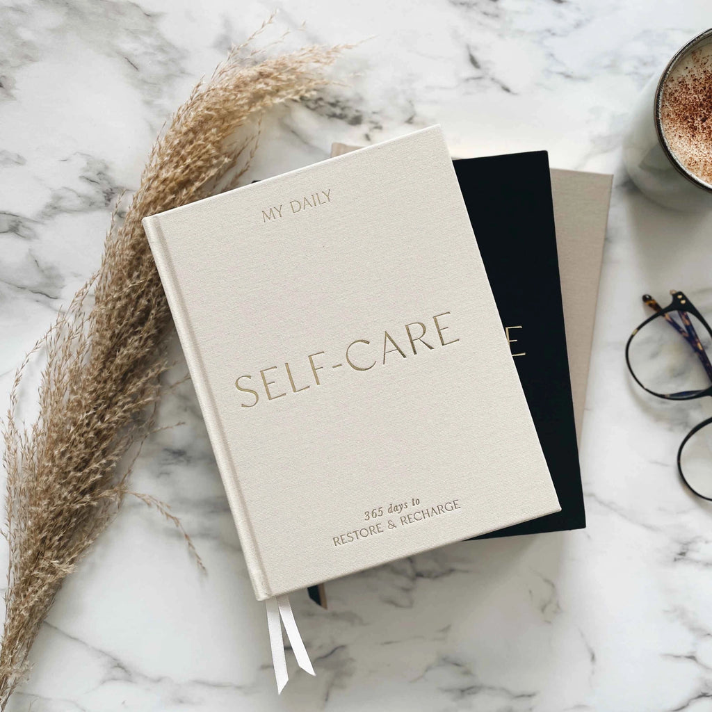 Daily Self-Care (Almond) Reflection and Gratitude Journal (Blush&Gold)