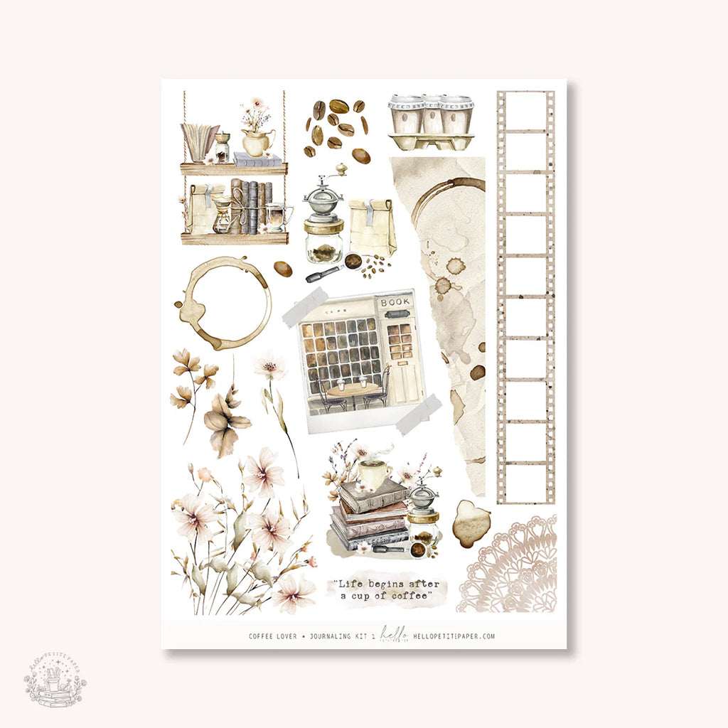 Journal sticker van het merk HelloPetitPaper  - Coffee Lover journaling sticker kit