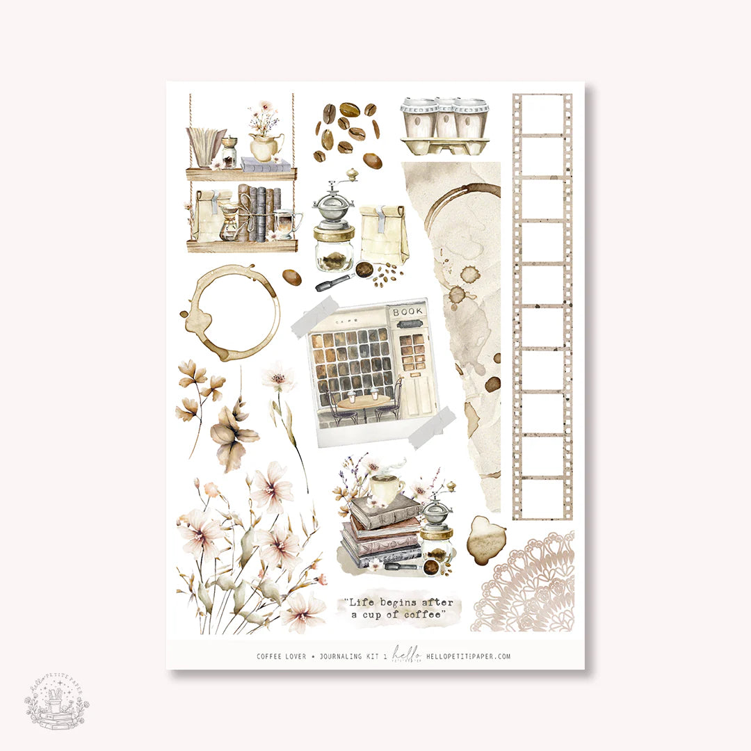 Journal sticker van het merk HelloPetitPaper  - Coffee Lover journaling sticker kit