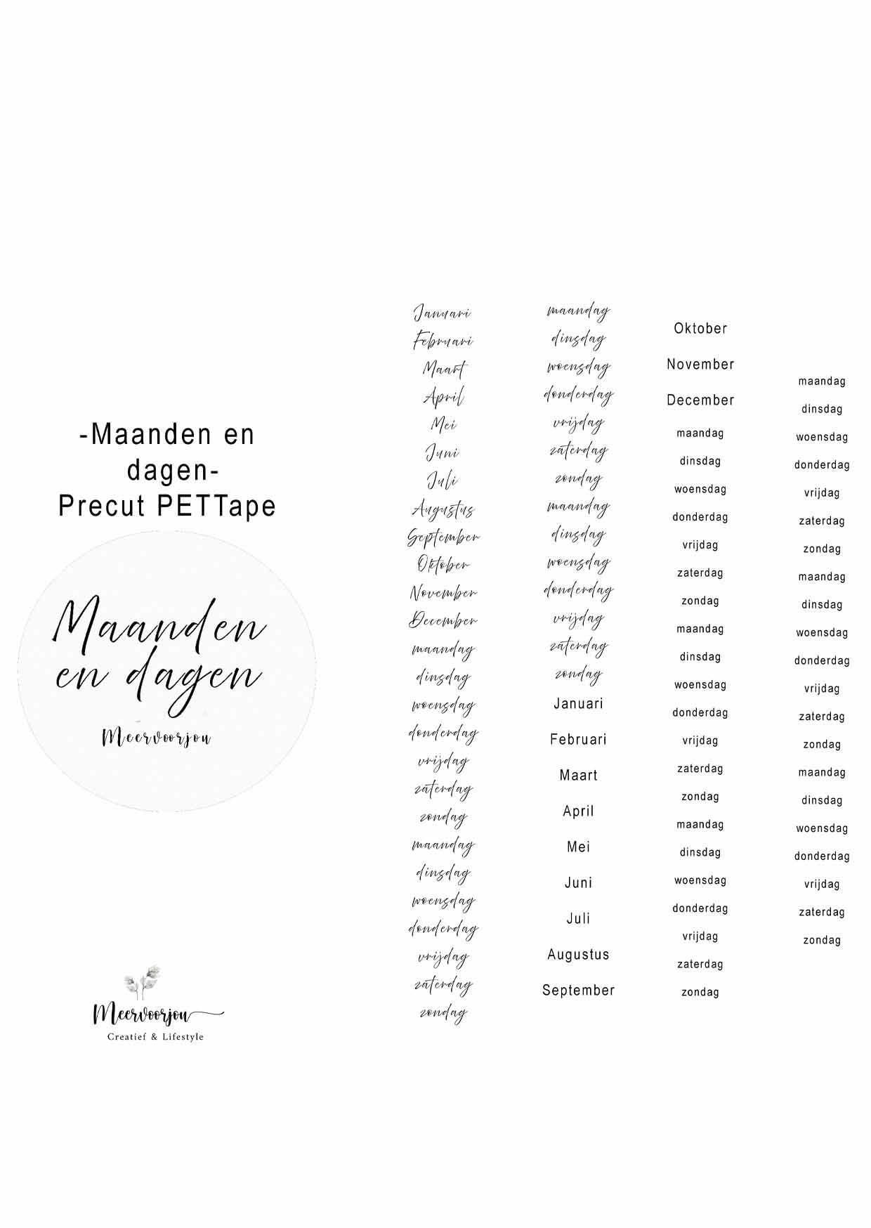 Pre-cut PETTape - Maanden en dagen