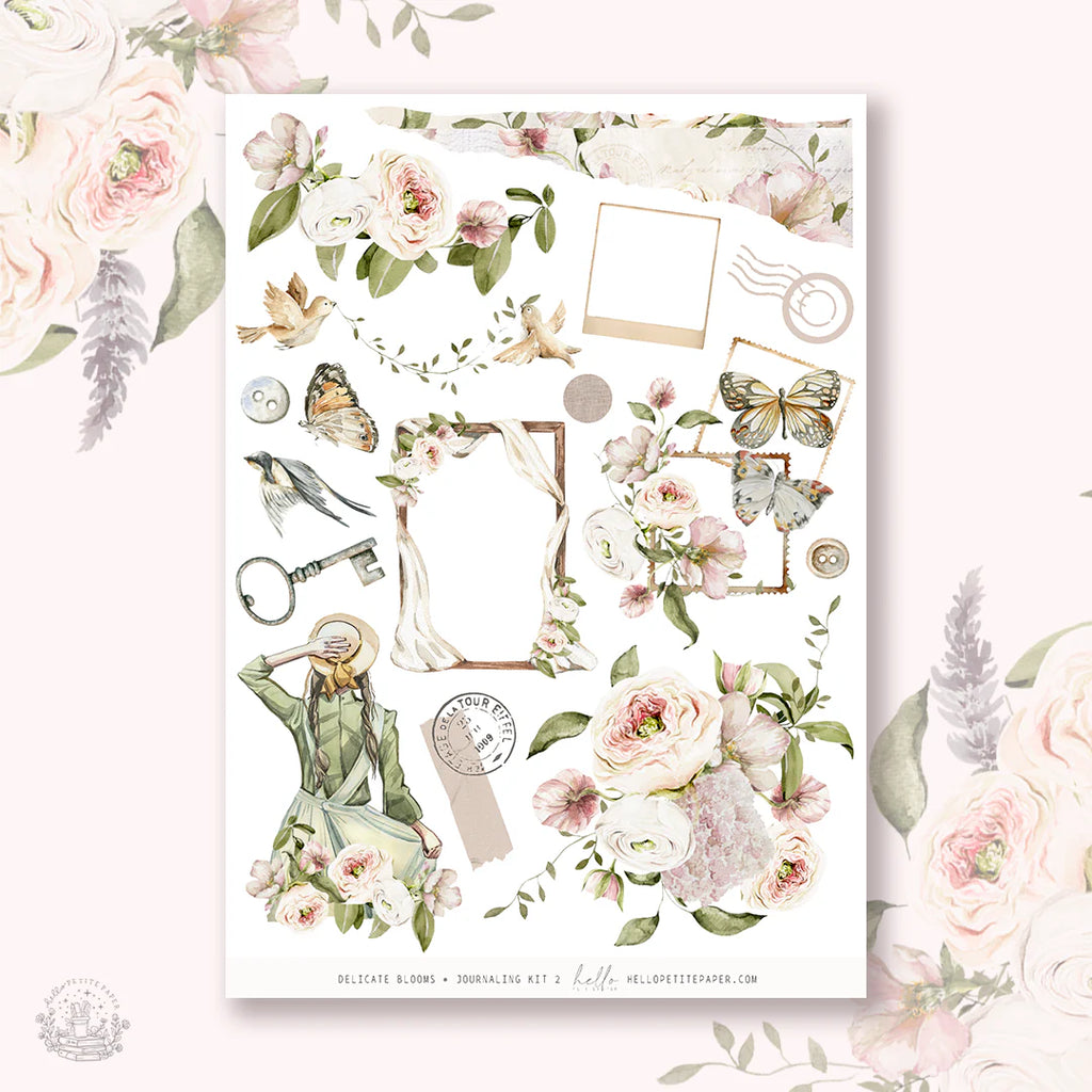 Journal sticker van het merk HelloPetitPaper  - Delicate Blooms  journaling sticker kit