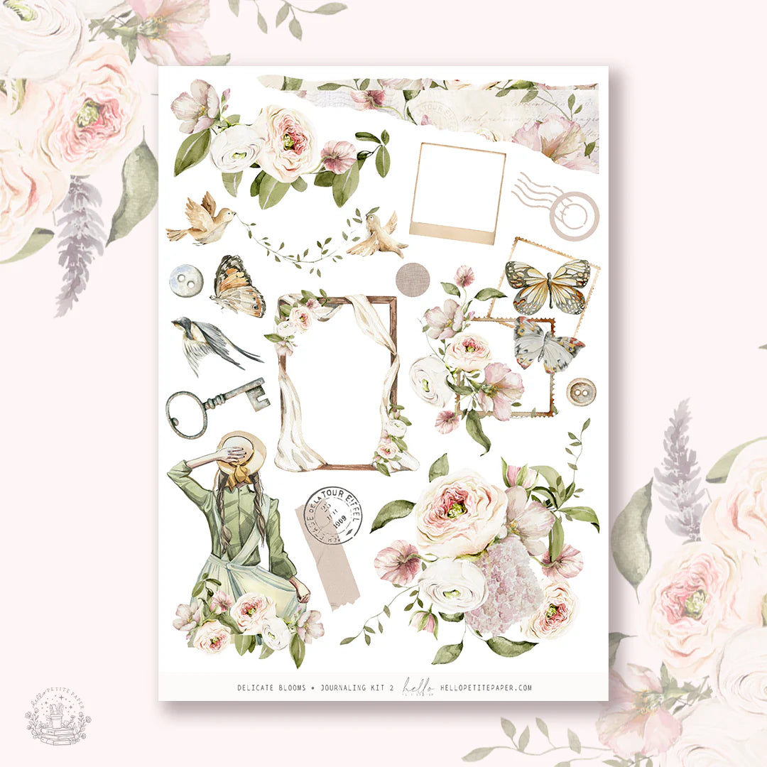 Journal sticker van het merk HelloPetitPaper  - Delicate Blooms  journaling sticker kit
