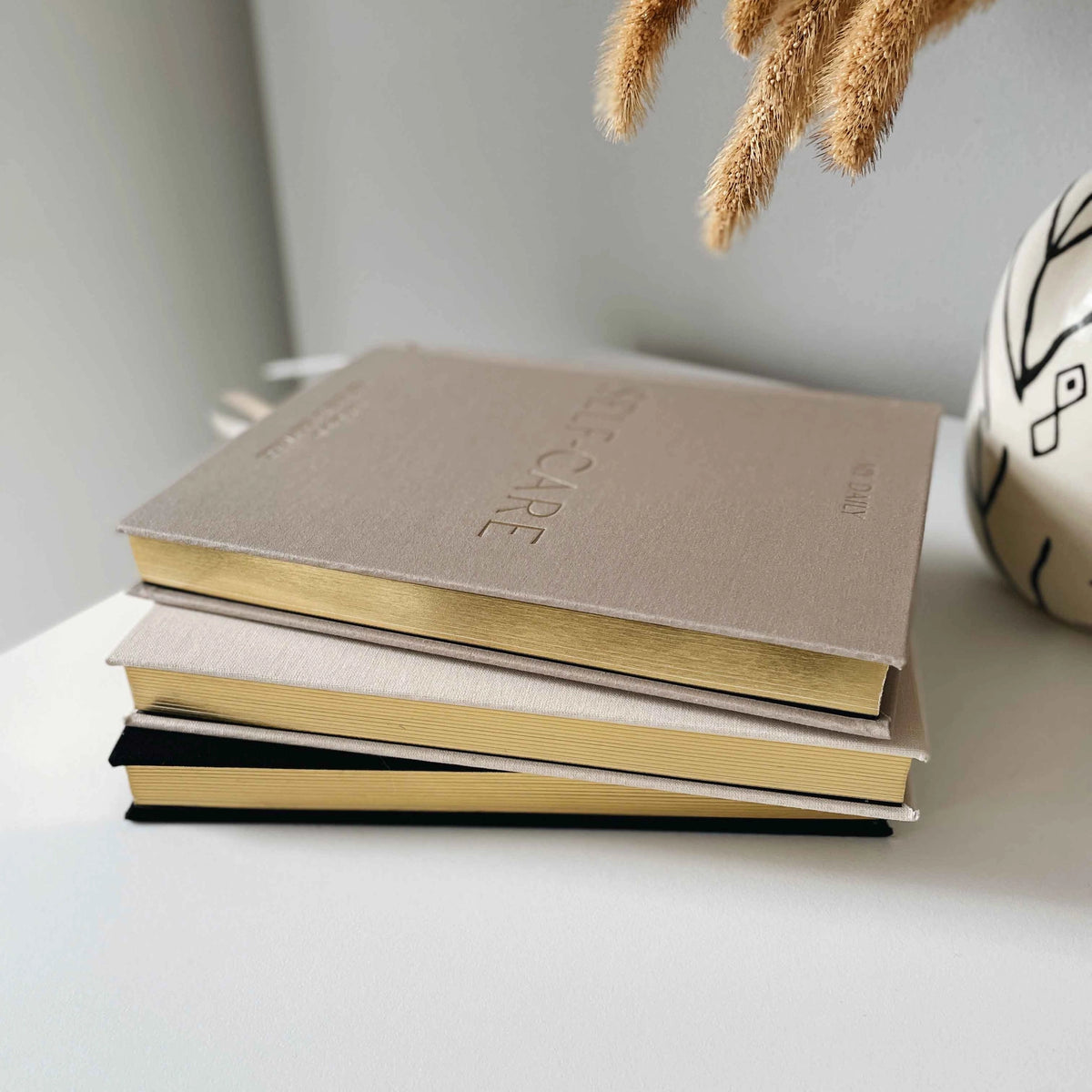 Daily Self-Care (Pebble) Reflection and Gratitude Journal (Blush&Gold)
