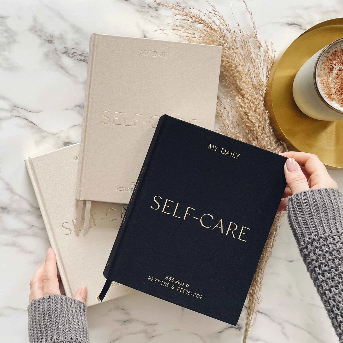 Daily Self-Care (Almond) Reflection and Gratitude Journal (Blush&Gold)