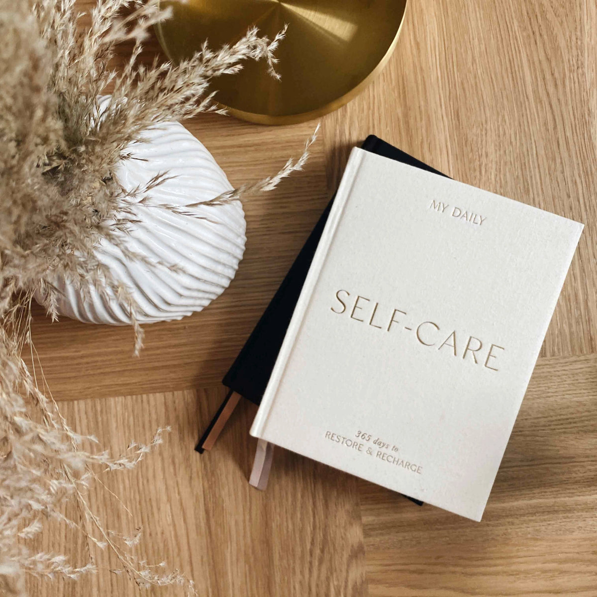 Daily Self-Care (Almond) Reflection and Gratitude Journal (Blush&Gold)