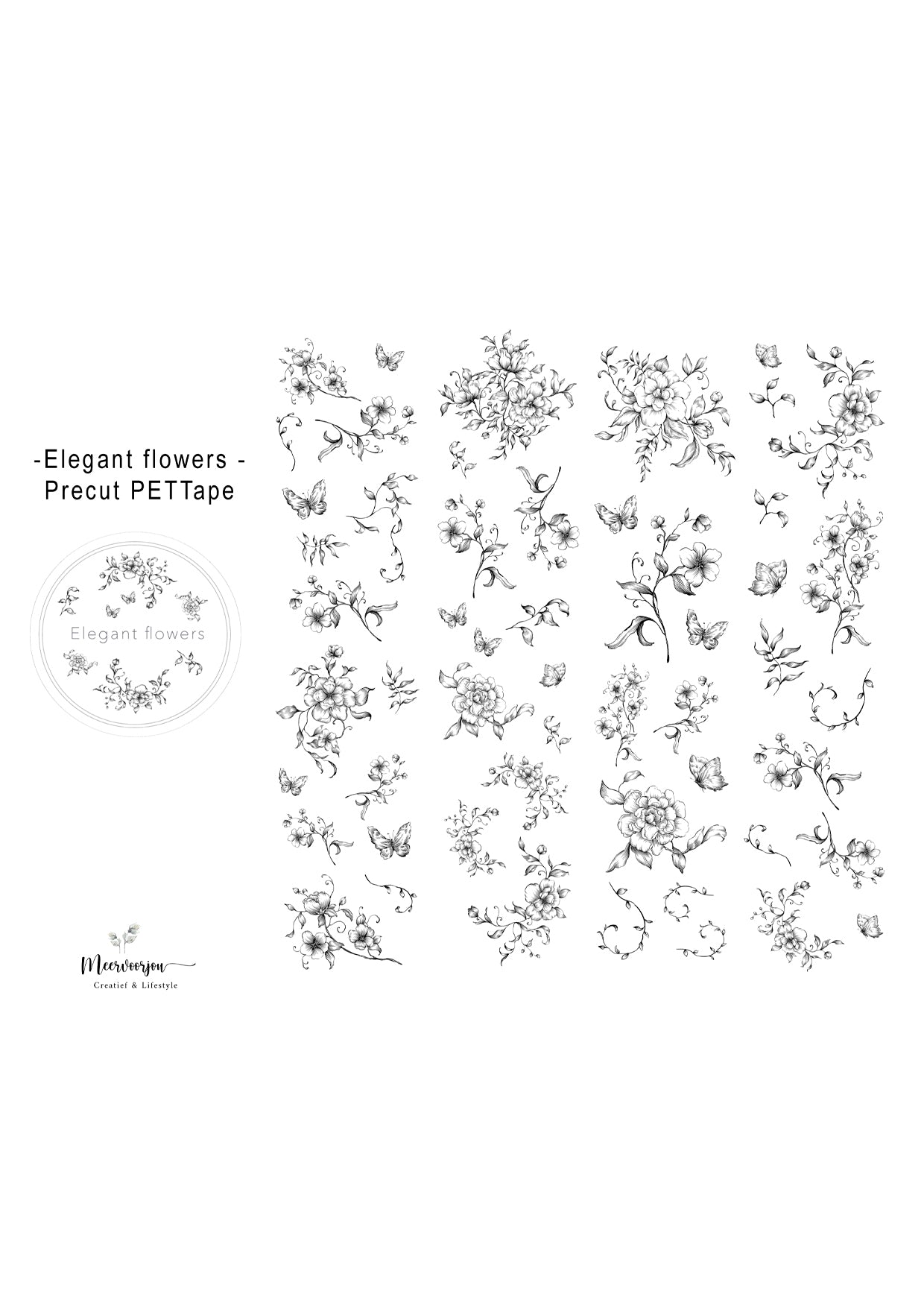 Pre-cut  PETTape - Elegant Flowers