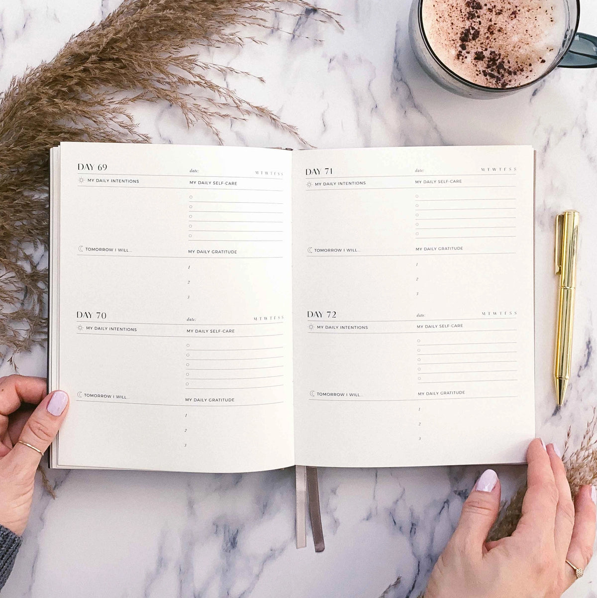 Daily Self-Care (Jupiter) Reflection and Gratitude Journal (Blush&Gold)
