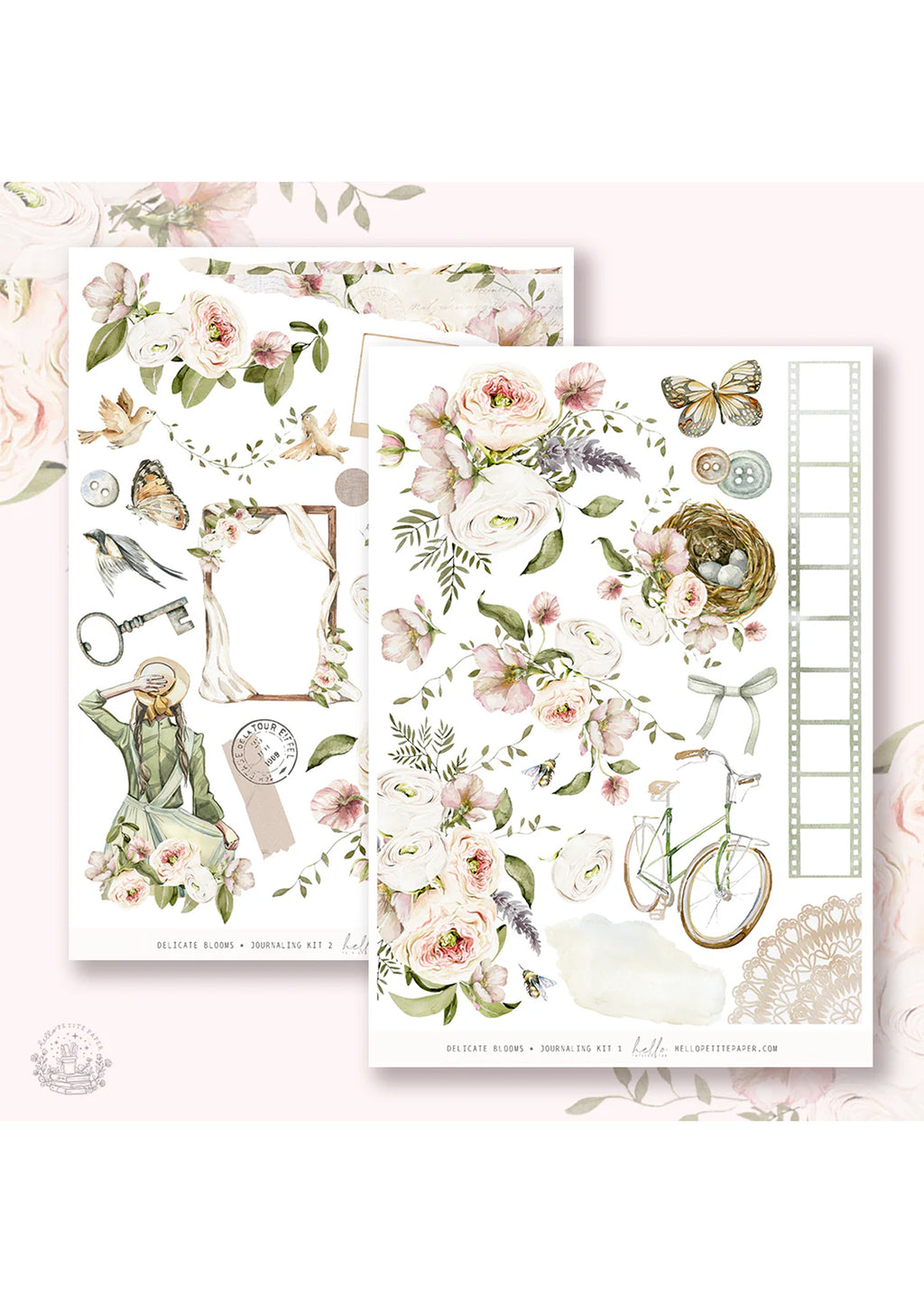 Journal sticker van het merk HelloPetitPaper  - Delicate Blooms  journaling sticker kit