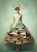 Ansichtkaart - Boekenjurk met vlinders