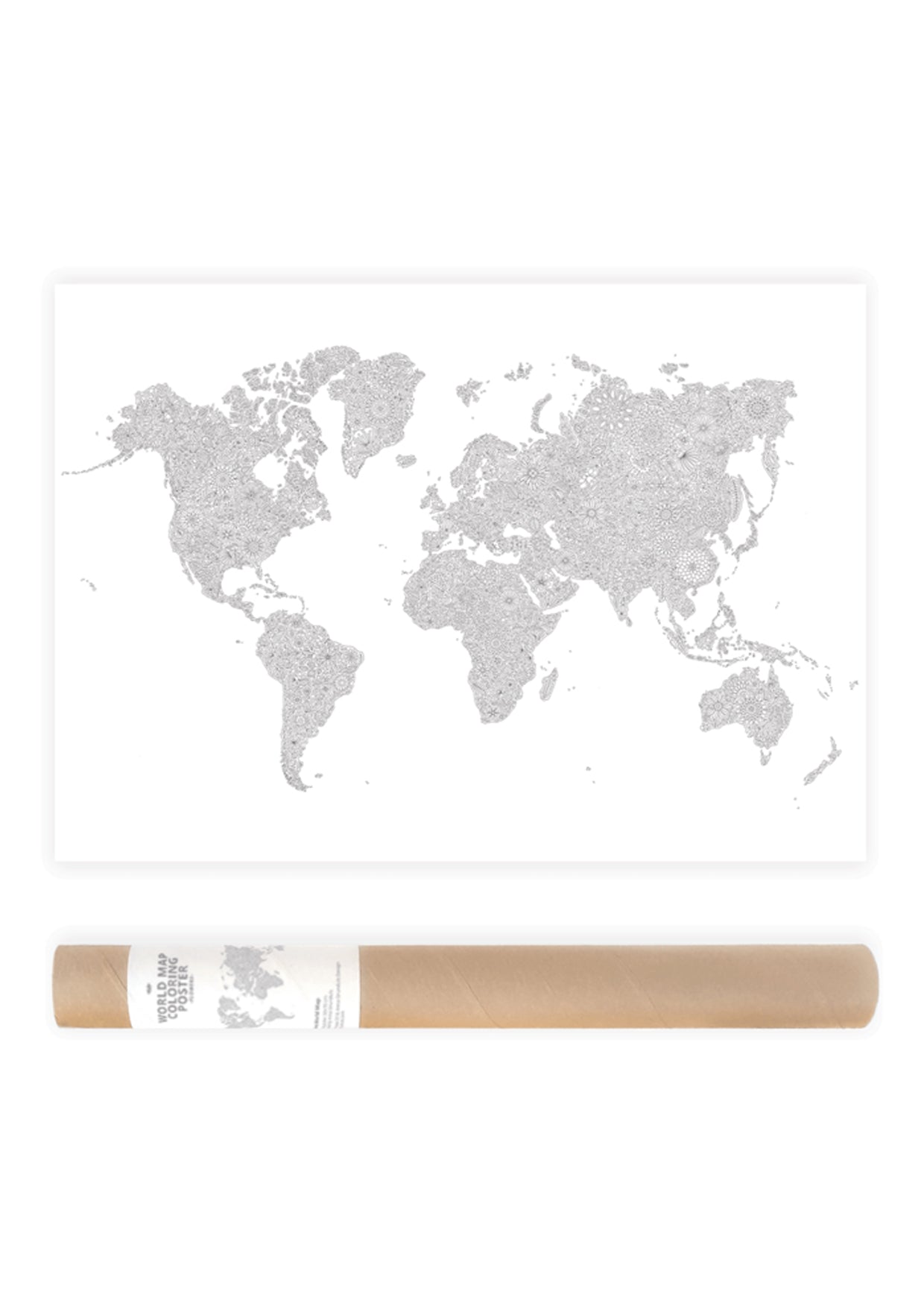 Bloemen Wereldkaart Kleurplaat Poster