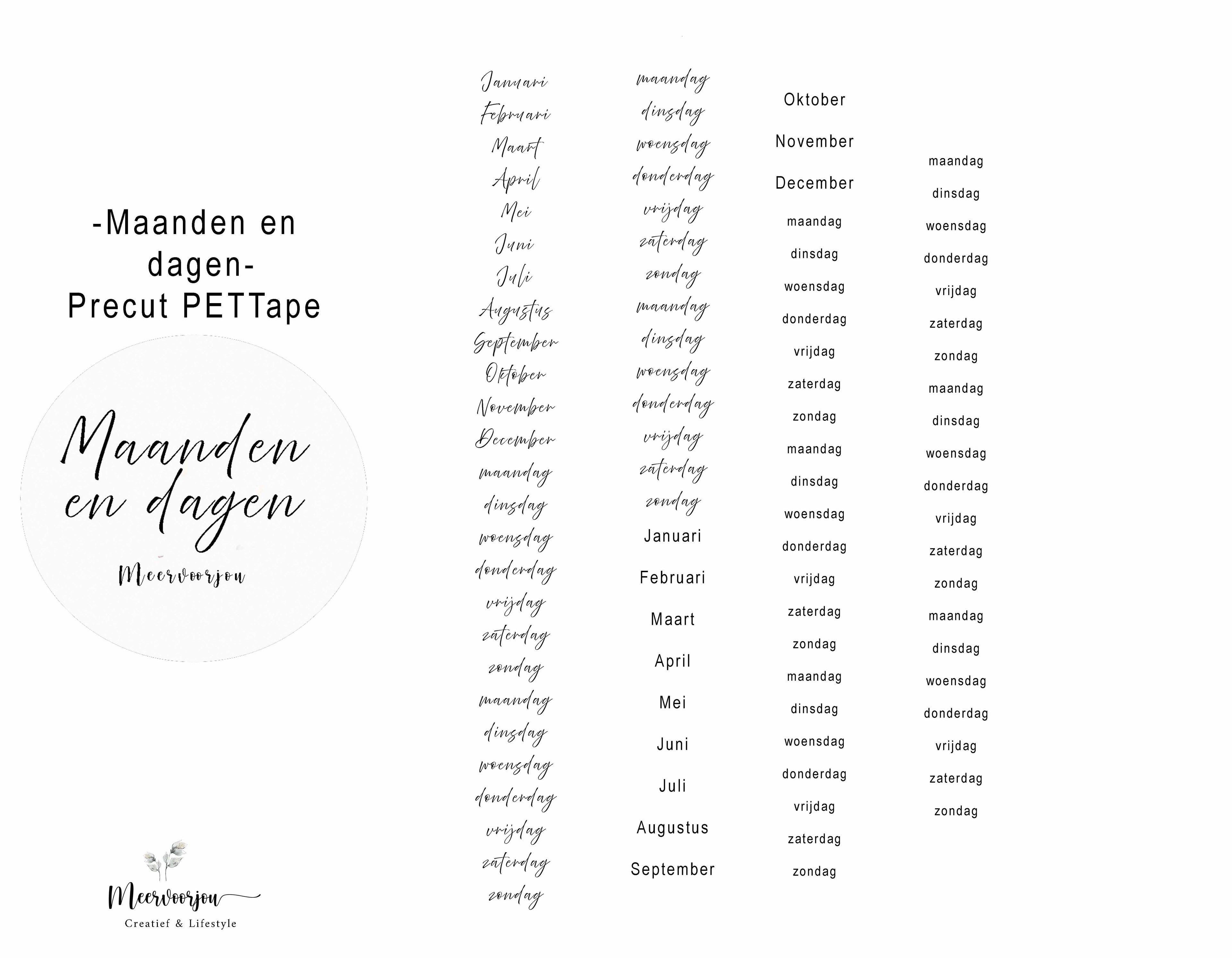 Pre-cut PETTape - Maanden en dagen