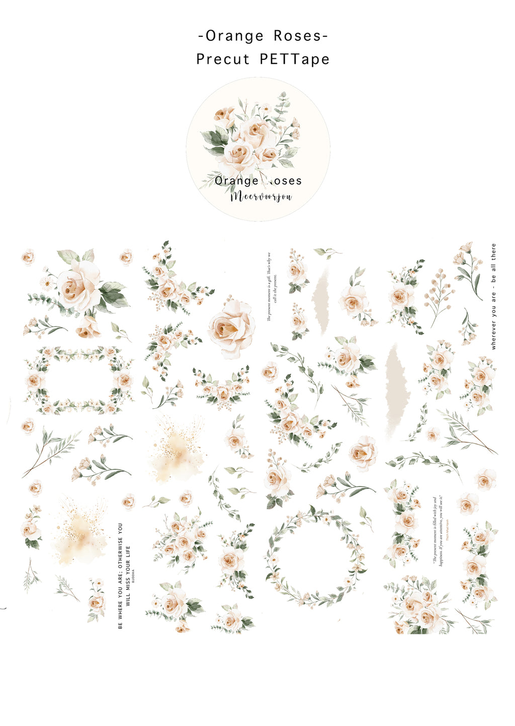 Pre-cut PETTape - Orange Roses