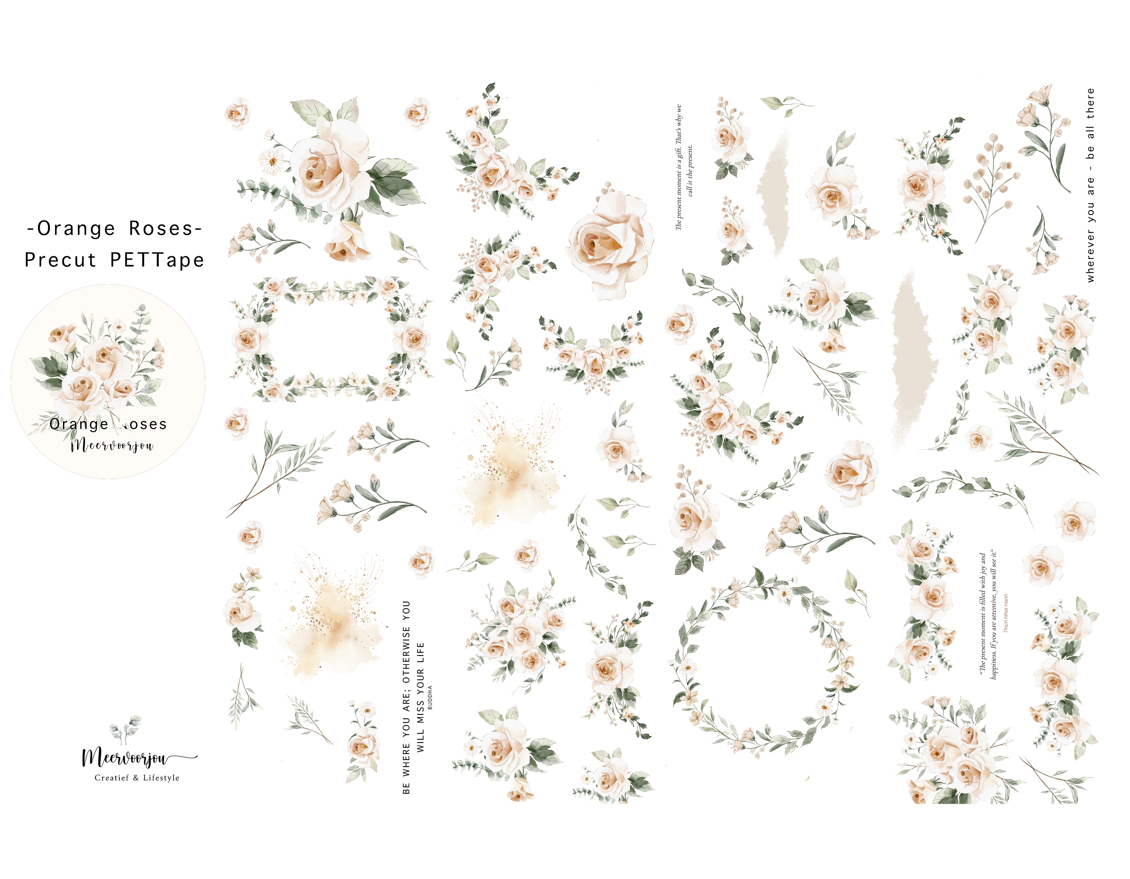 Pre-cut PETTape - Orange Roses