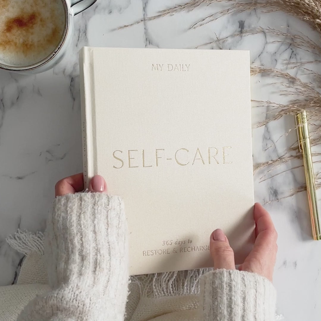 Daily Self-Care (Almond) Reflection and Gratitude Journal (Blush&Gold)