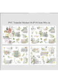 Rub-on stickervellen met tekst en bloemen - groen