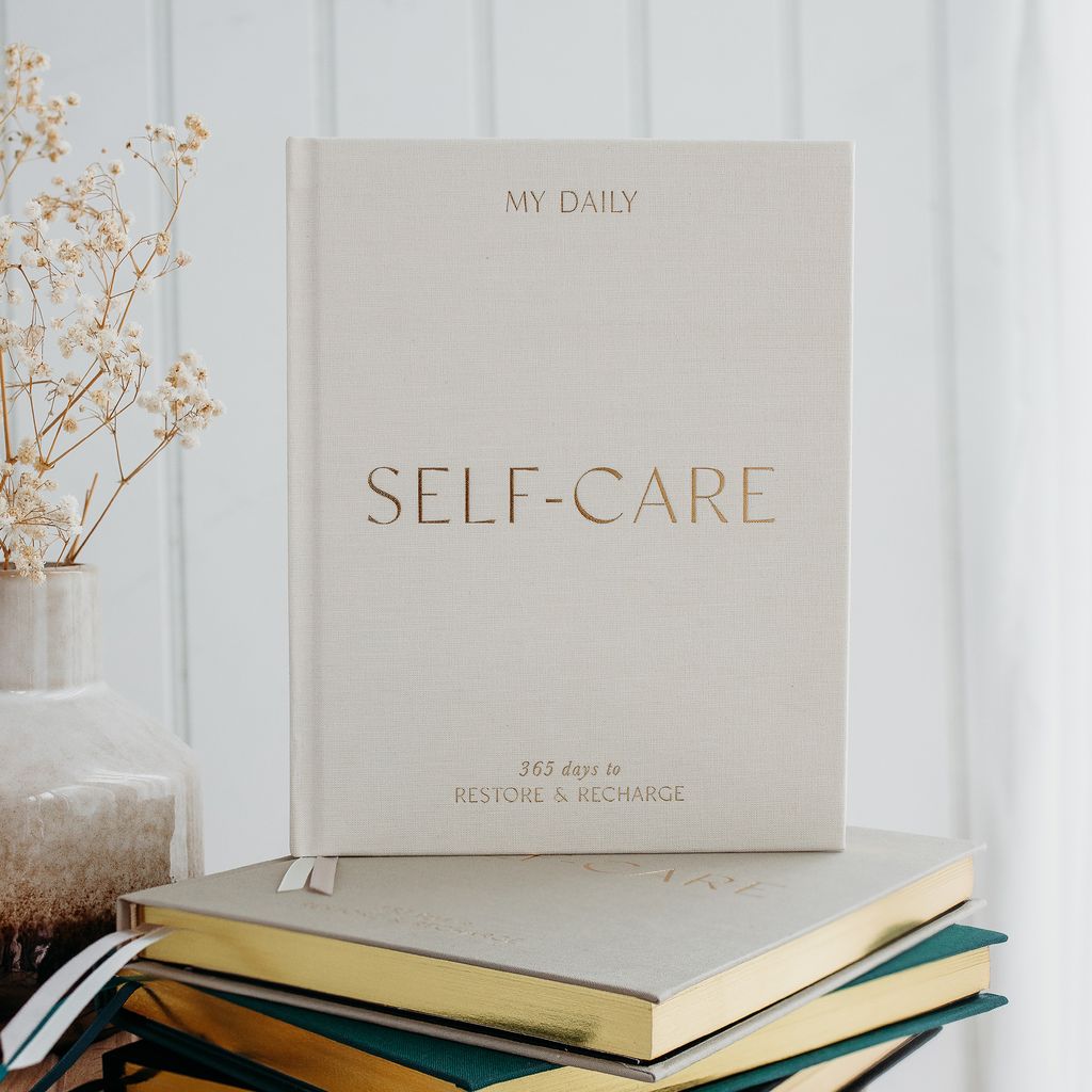 Daily Self-Care (Almond) Reflection and Gratitude Journal (Blush&Gold)