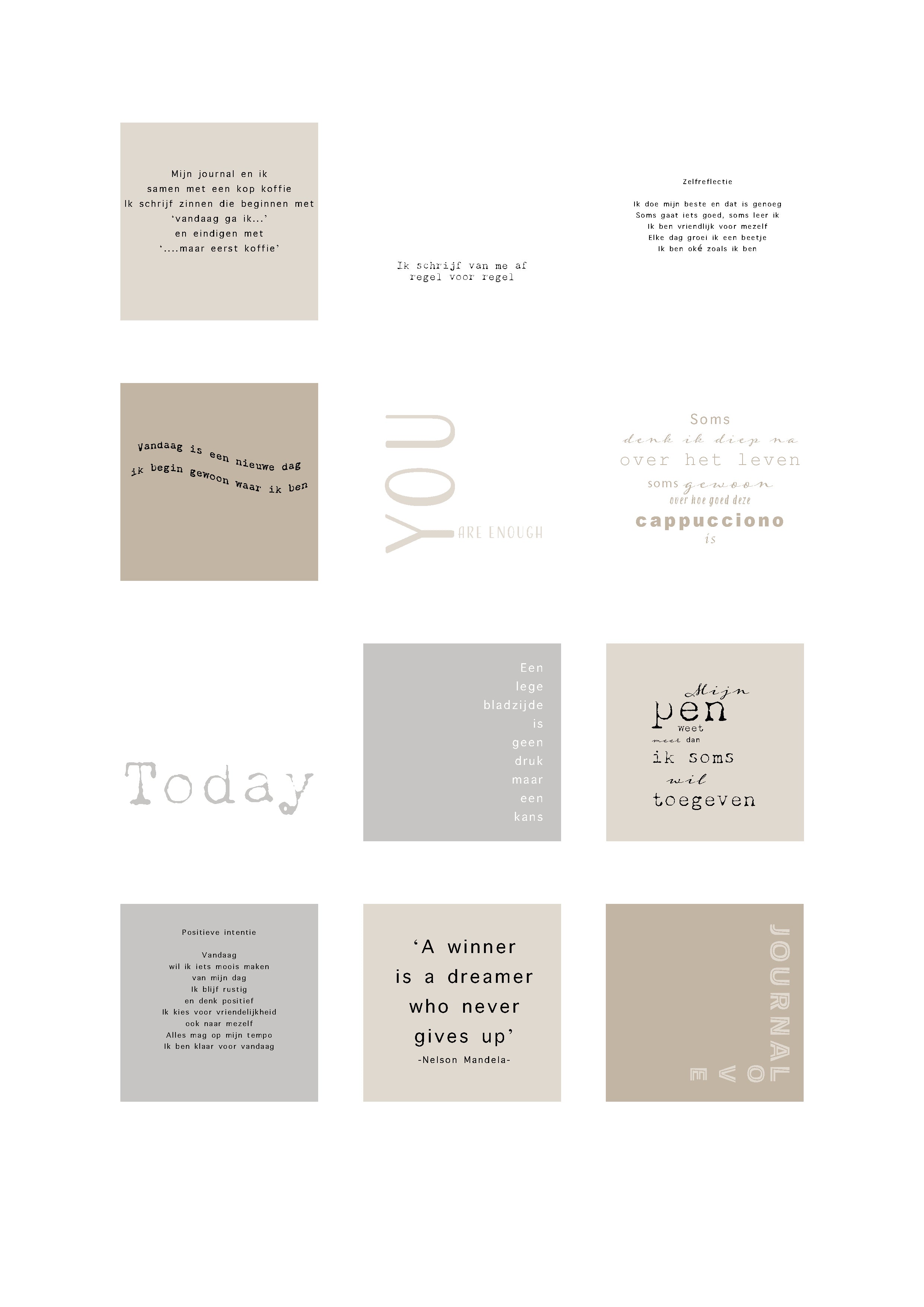 Journal sticker - vierkante quotes