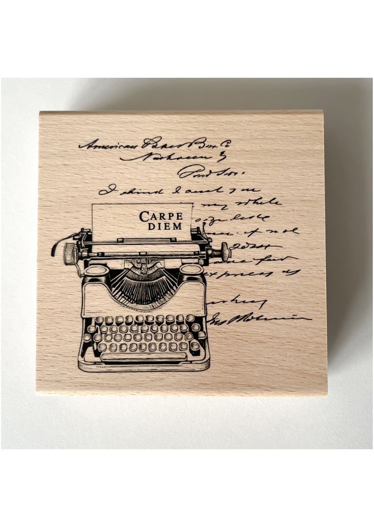 Houten stempel van het merk Florilége Design - typemachine met tekst